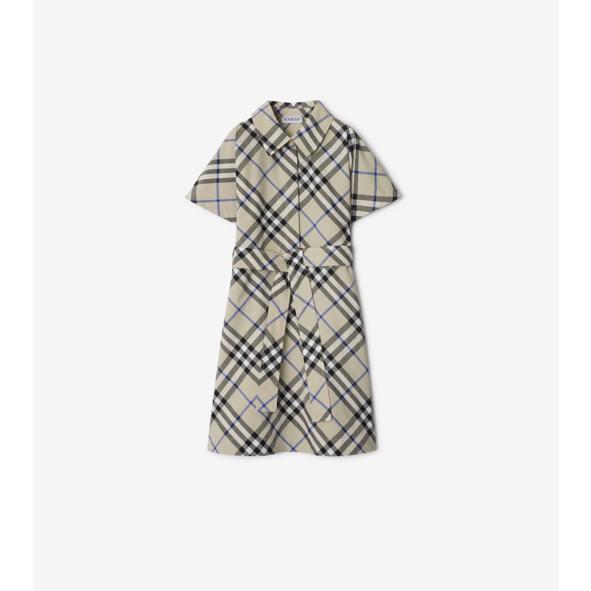 Shop Burberry Childrens Check Cotton Shirt Dress In Lichen