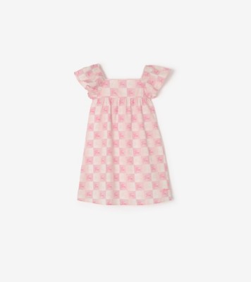 Knight Checkerboard Cotton Dress in Peony pink | Burberry Official