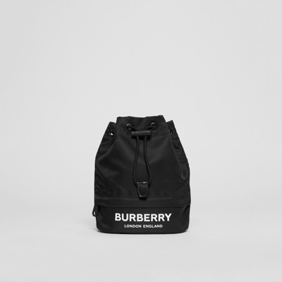 burberry logo print icon stripe nylon drawcord pouch