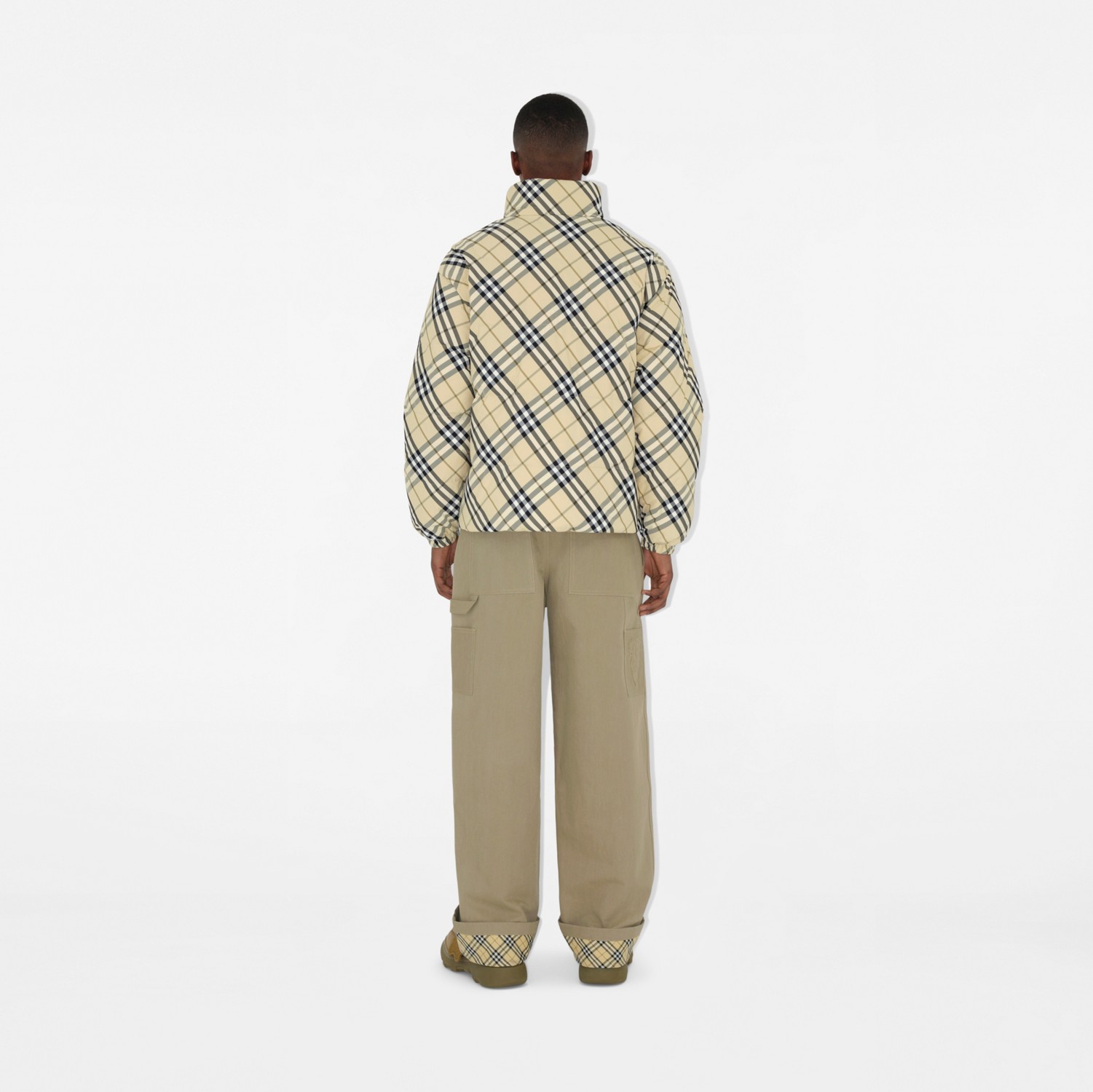 Reversible Check Puffer Jacket in Grain - Men, Nylon Reversible Check Puffer Jacket in Grain - Men, Nylon