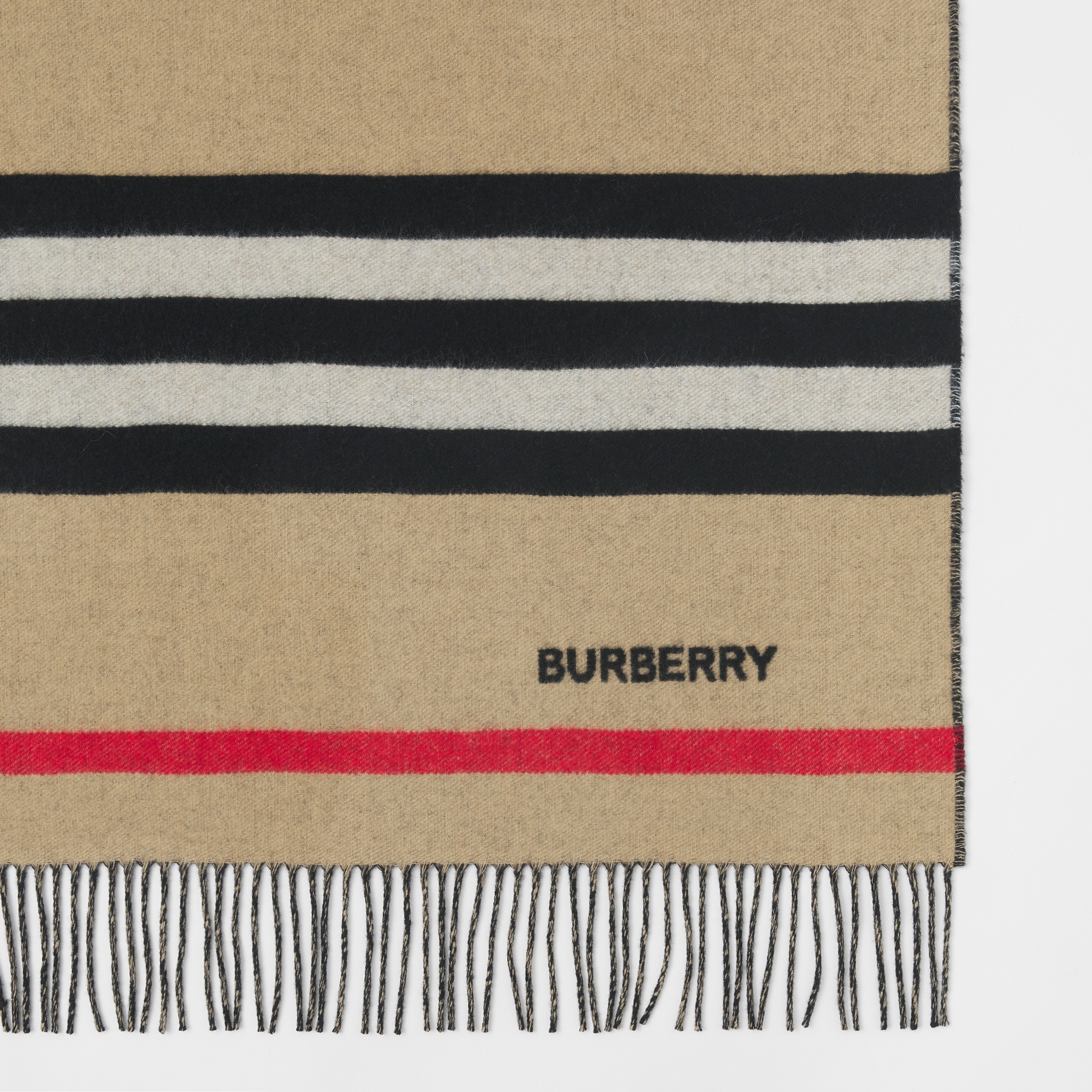 Icon Stripe Cashmere Wool Blanket in Archive Beige | Burberry® Official - 2