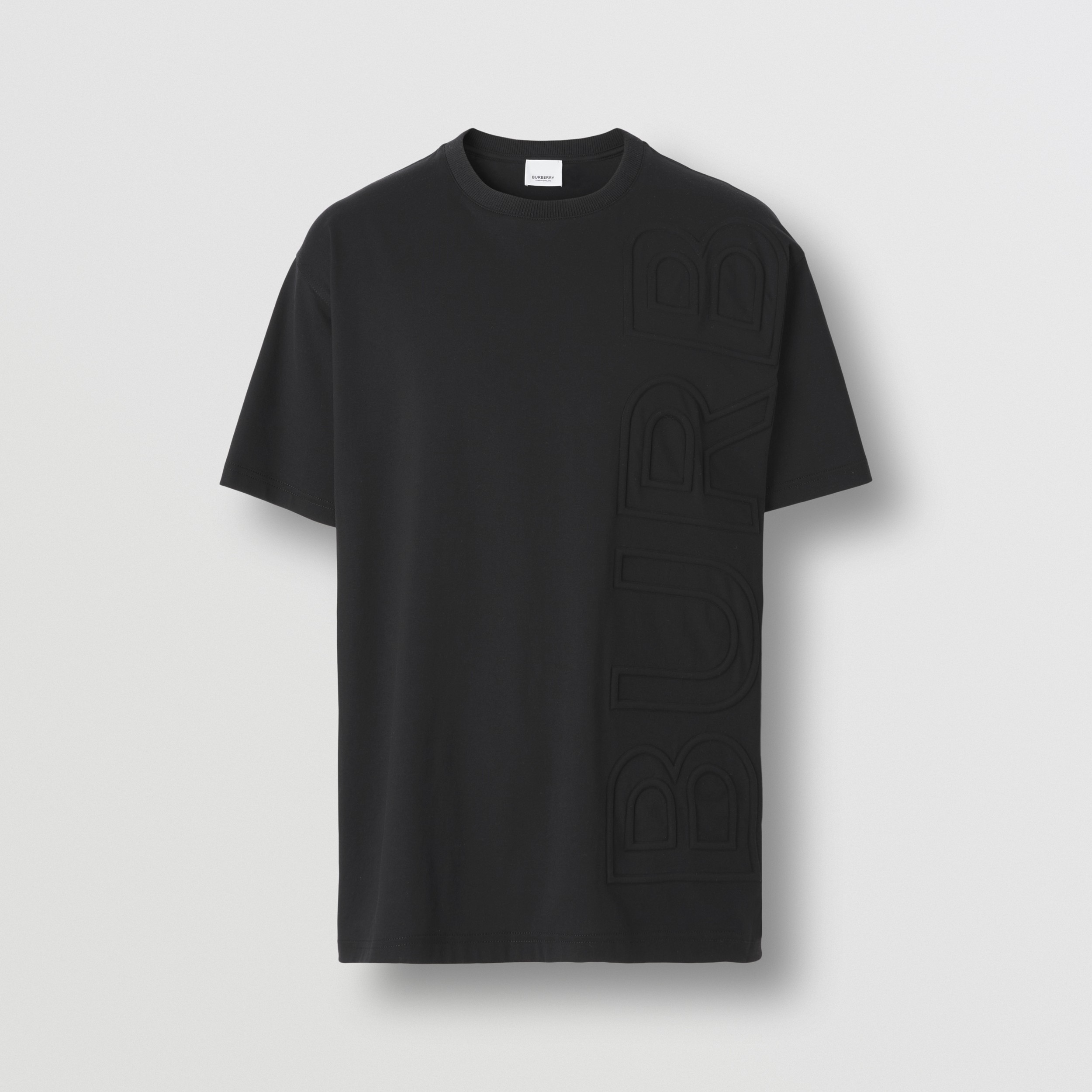 Logo Embossed Cotton Oversized T-shirt in Black - Men | Burberry® Official - 4