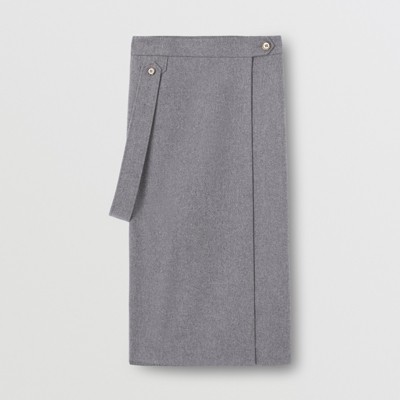 grey and white wrap skirt