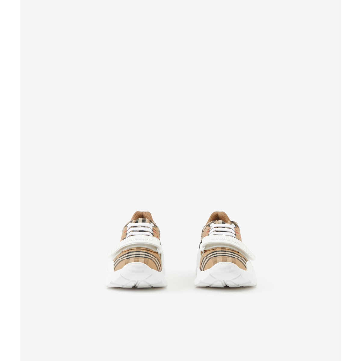  Check and Leather Sneakers