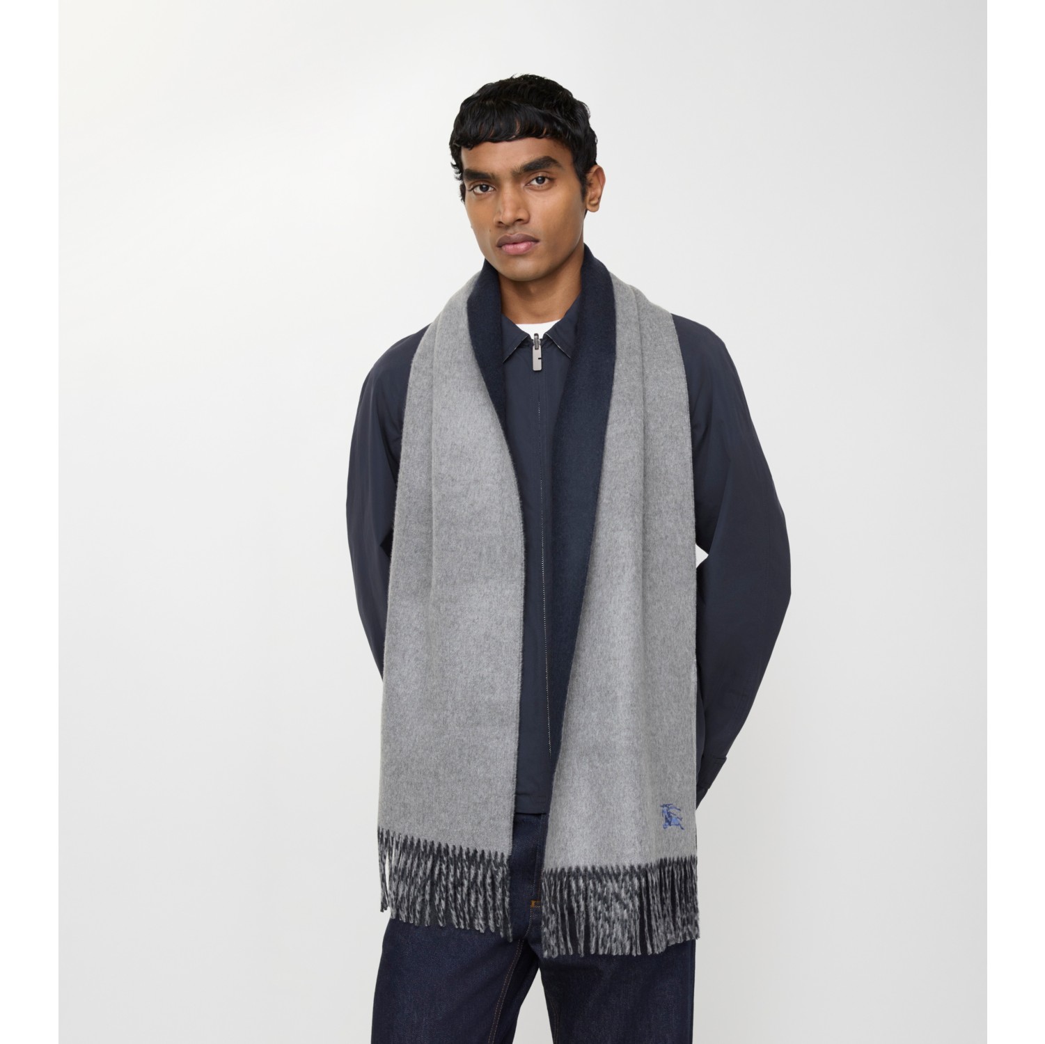 リバーシブル カシミアスカーフ (グレー／ネイビー) | Burberry®公式サイト