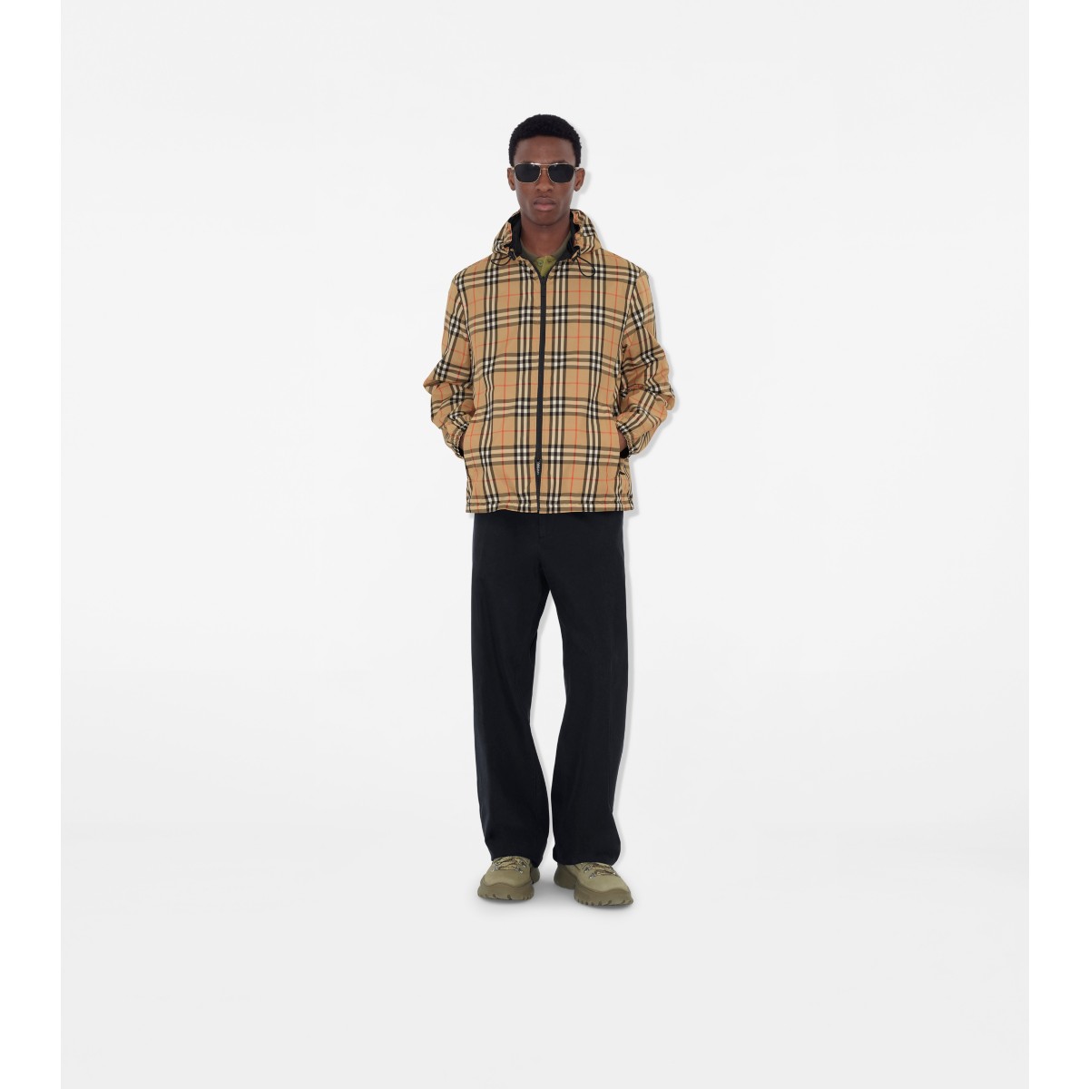  Check Reversible Hooded Jacket