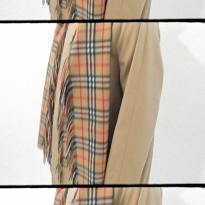 Check Wool Cashmere Scarf in Archive beige