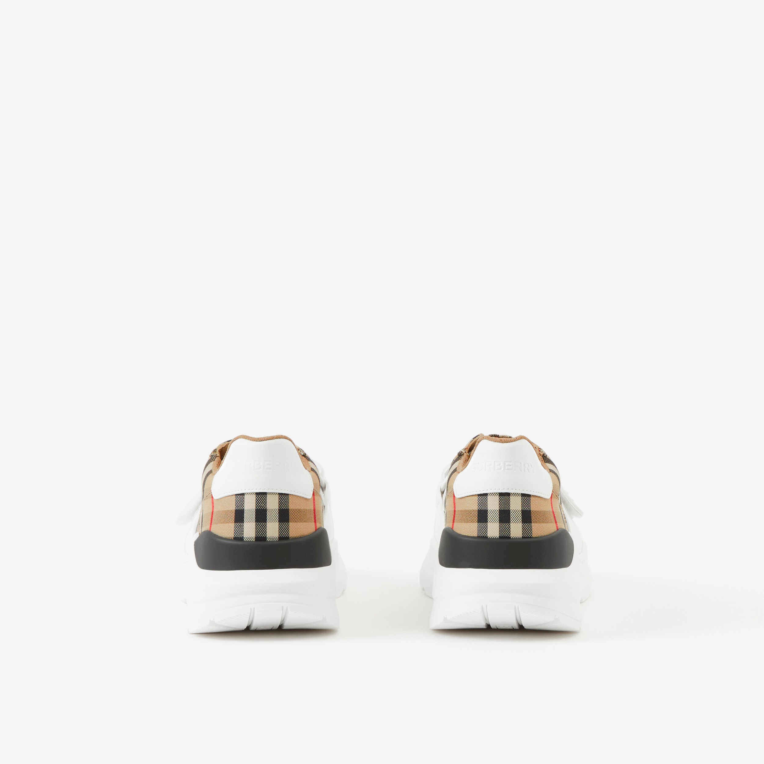 Check and Leather Sneakers in Archive Beige - Women | Burberry® Official - 3
