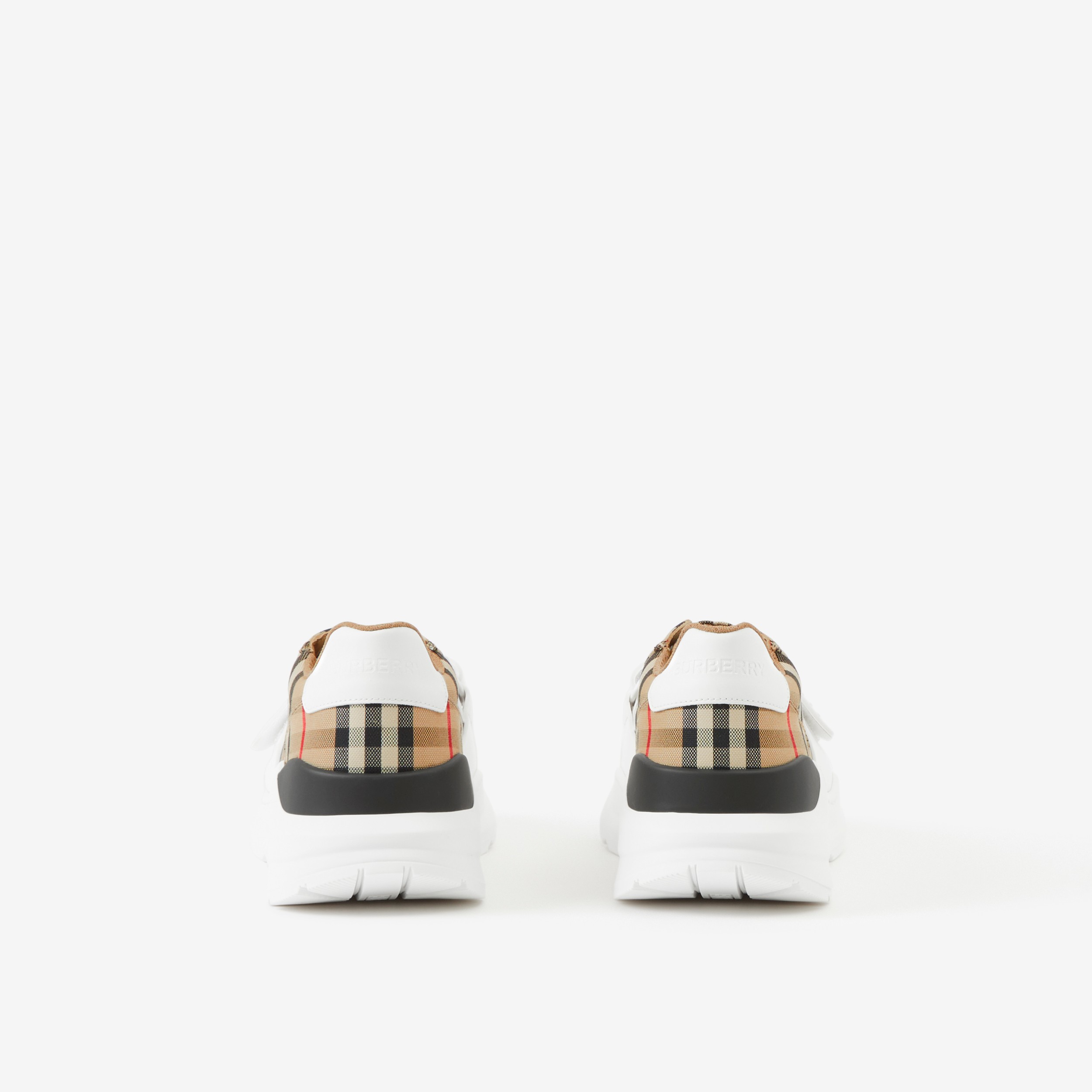 Vintage Check and Leather Sneakers in Archive Beige - Women | Burberry® Official - 3