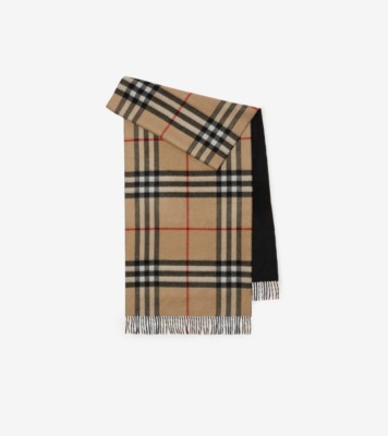 Reversible Check Cashmere Scarf in Archive beige black Burberry Official