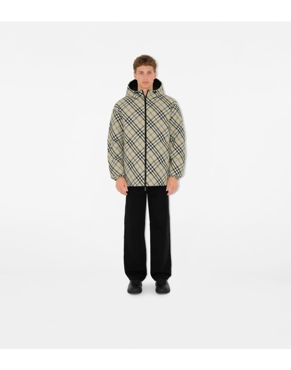 Reversible Check Nylon Puffer Jacket