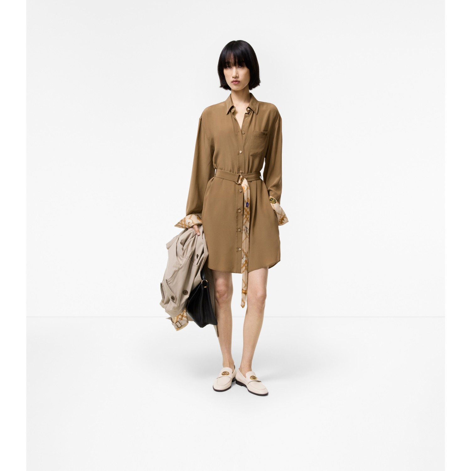 Silk Crepe de Chine Shirt Dress