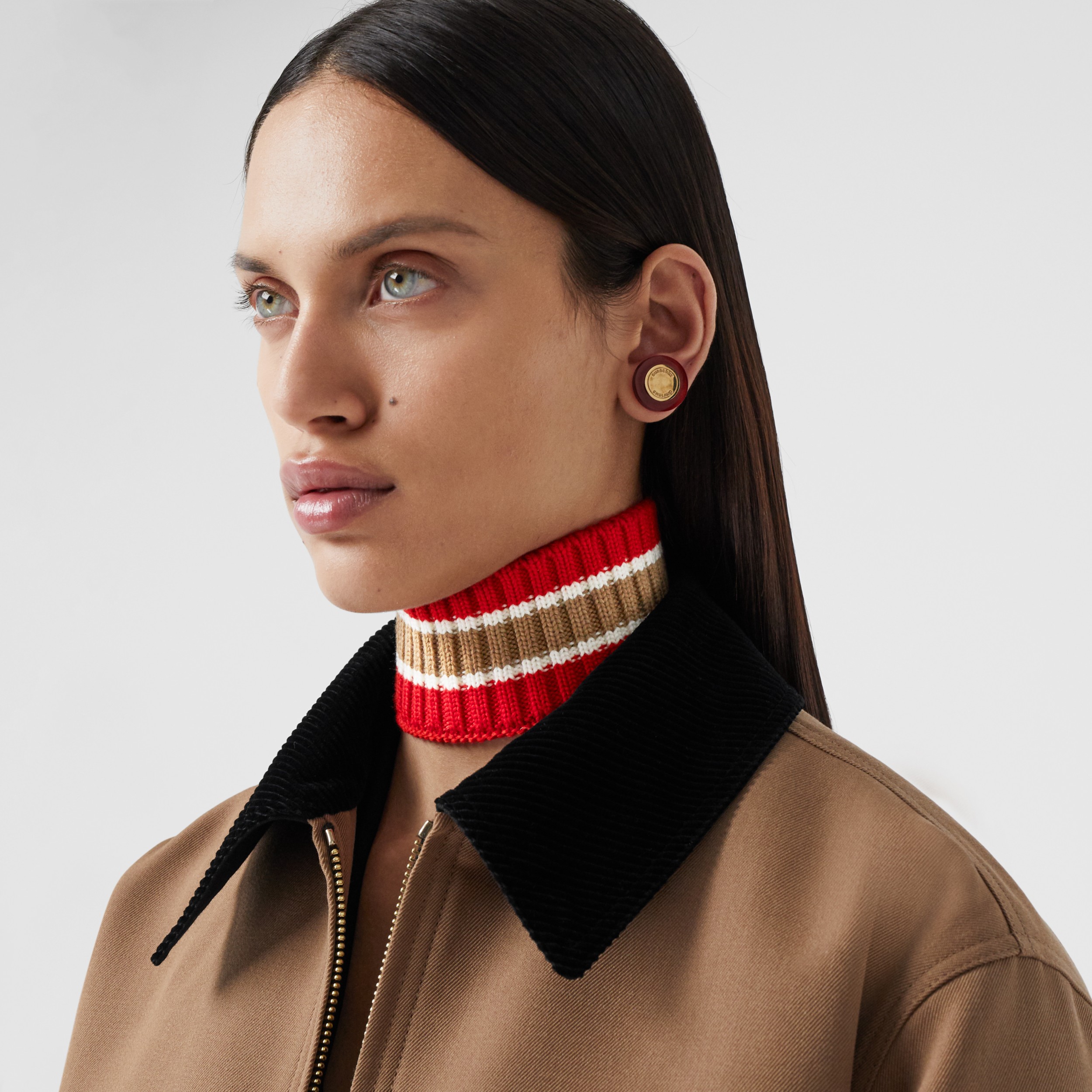 Rib Knit Technical Wool Collar in Red | Burberry United States