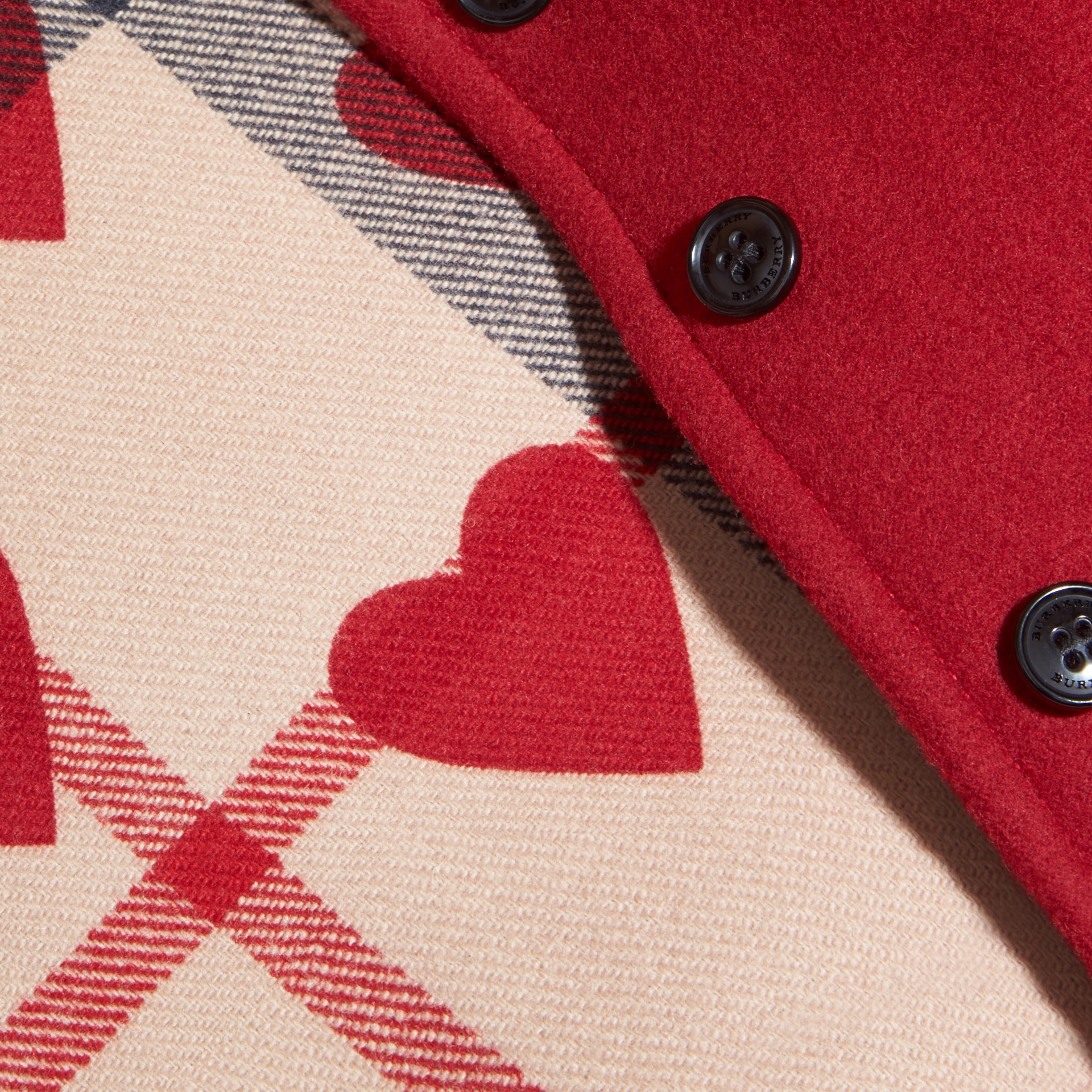 Hooded Wool Aline Cape Windsor Red Burberry