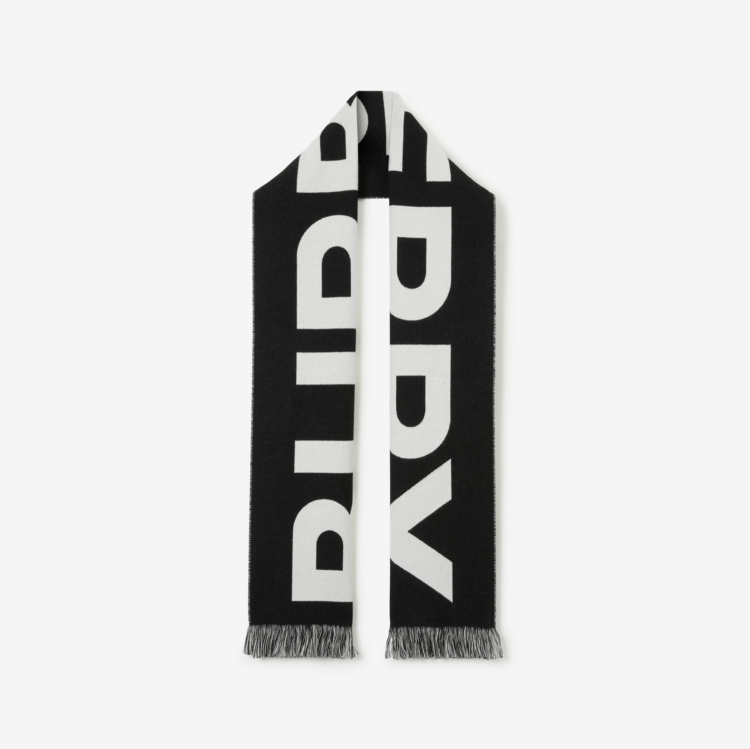 로고 울 자카드 스카프 (블랙) | Burberry®