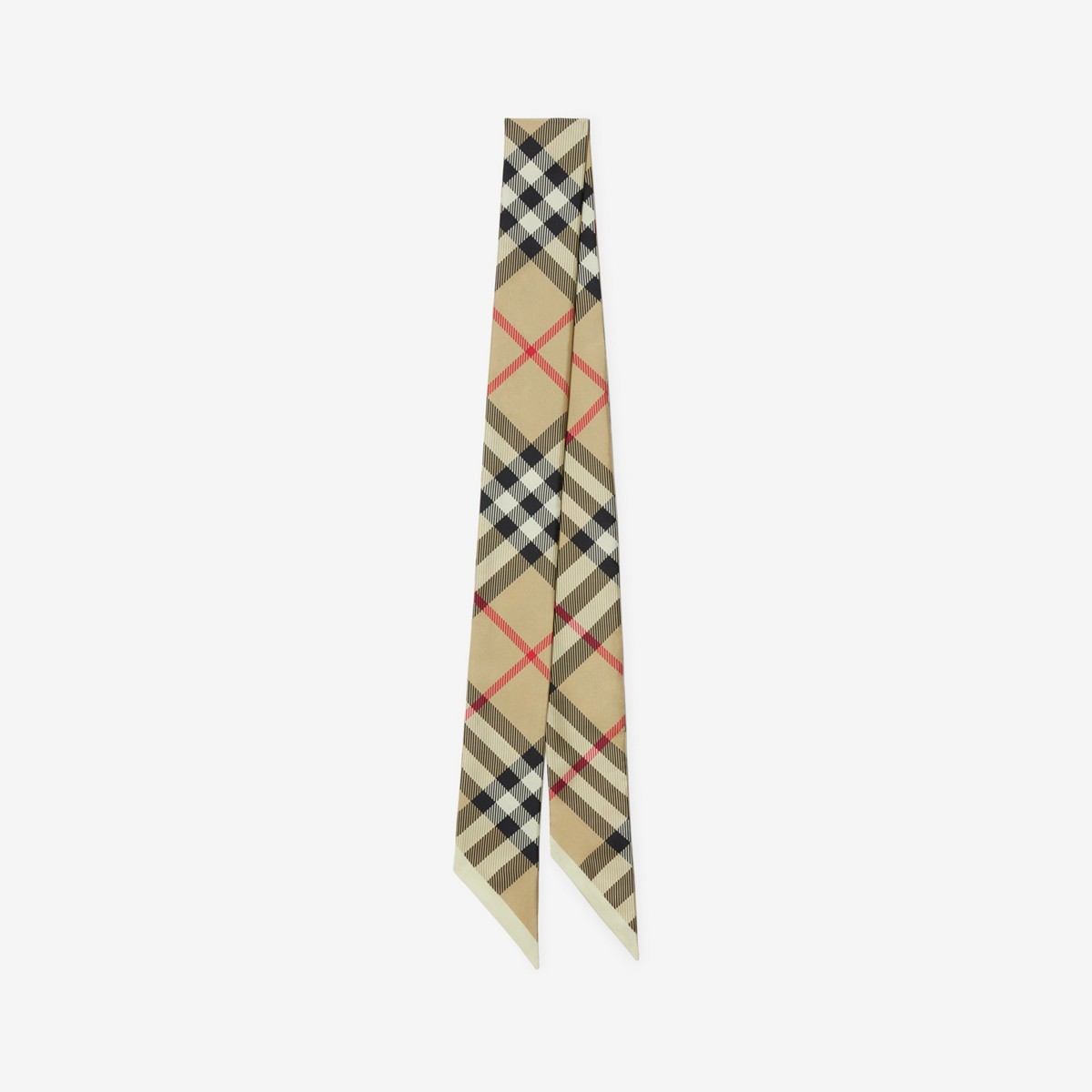Burberry Skinny Check Silk Scarf In Archive Beige
