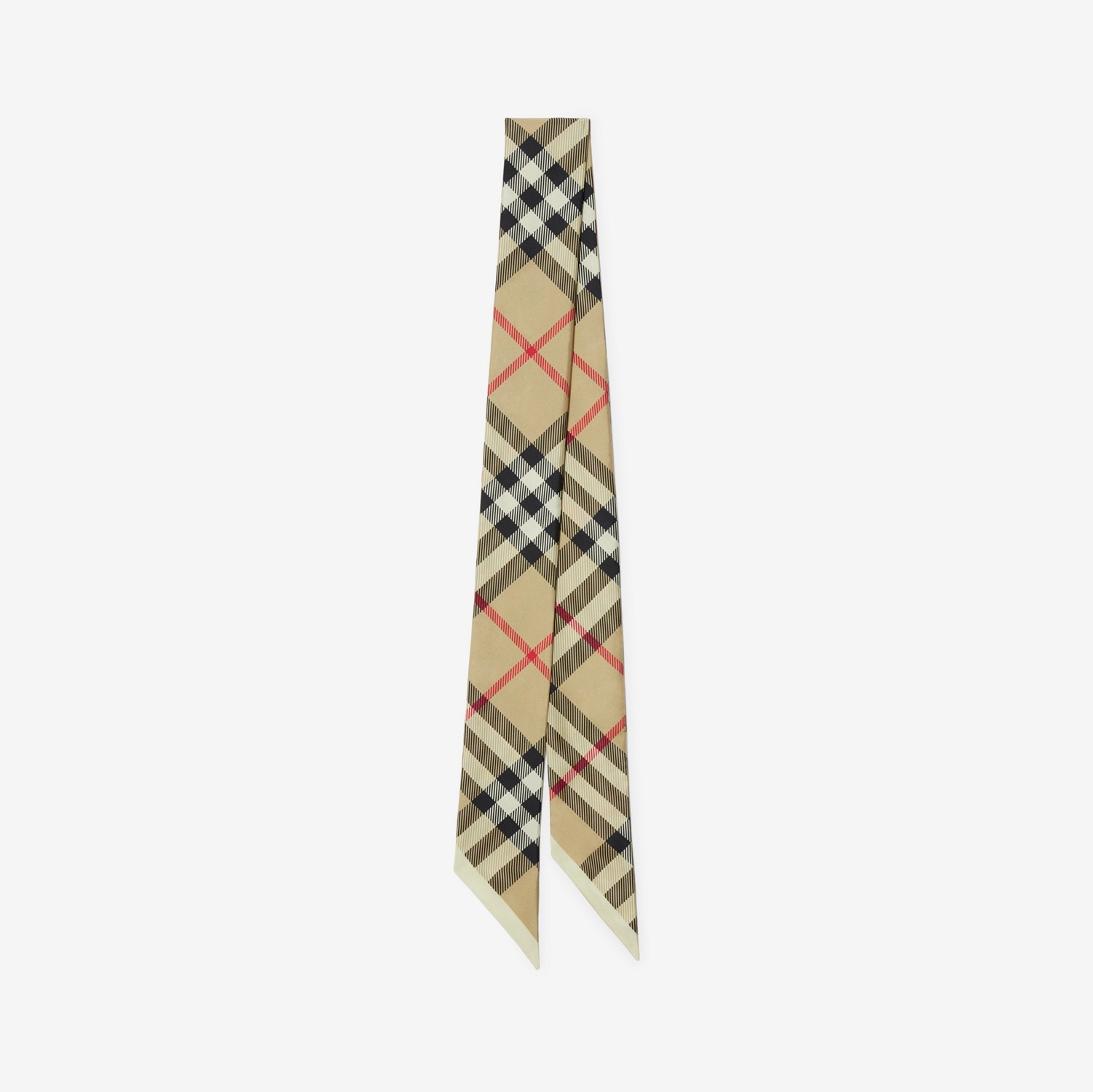 格纹窄版丝巾(典藏米色) | Burberry® 博柏利官网
