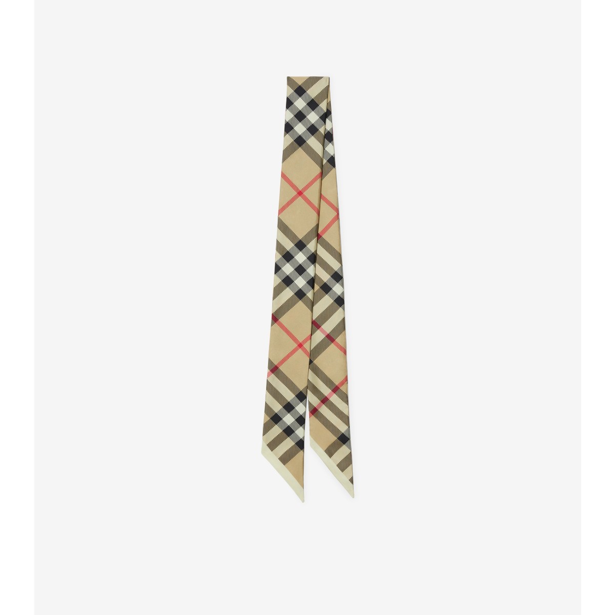 Burberry Skinny Check Silk Scarf In Archive Beige
