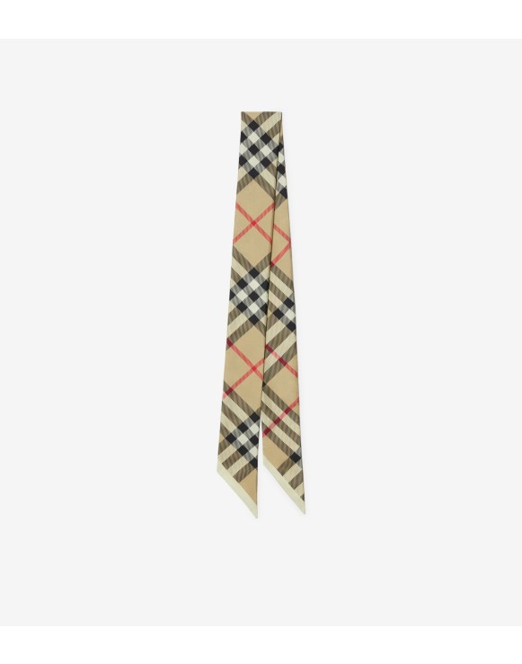 Skinny scarf de seda em Check