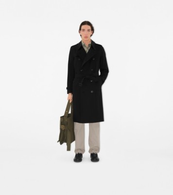 Short Kensington Heritage Trench Coat in Black - Men, Cotton