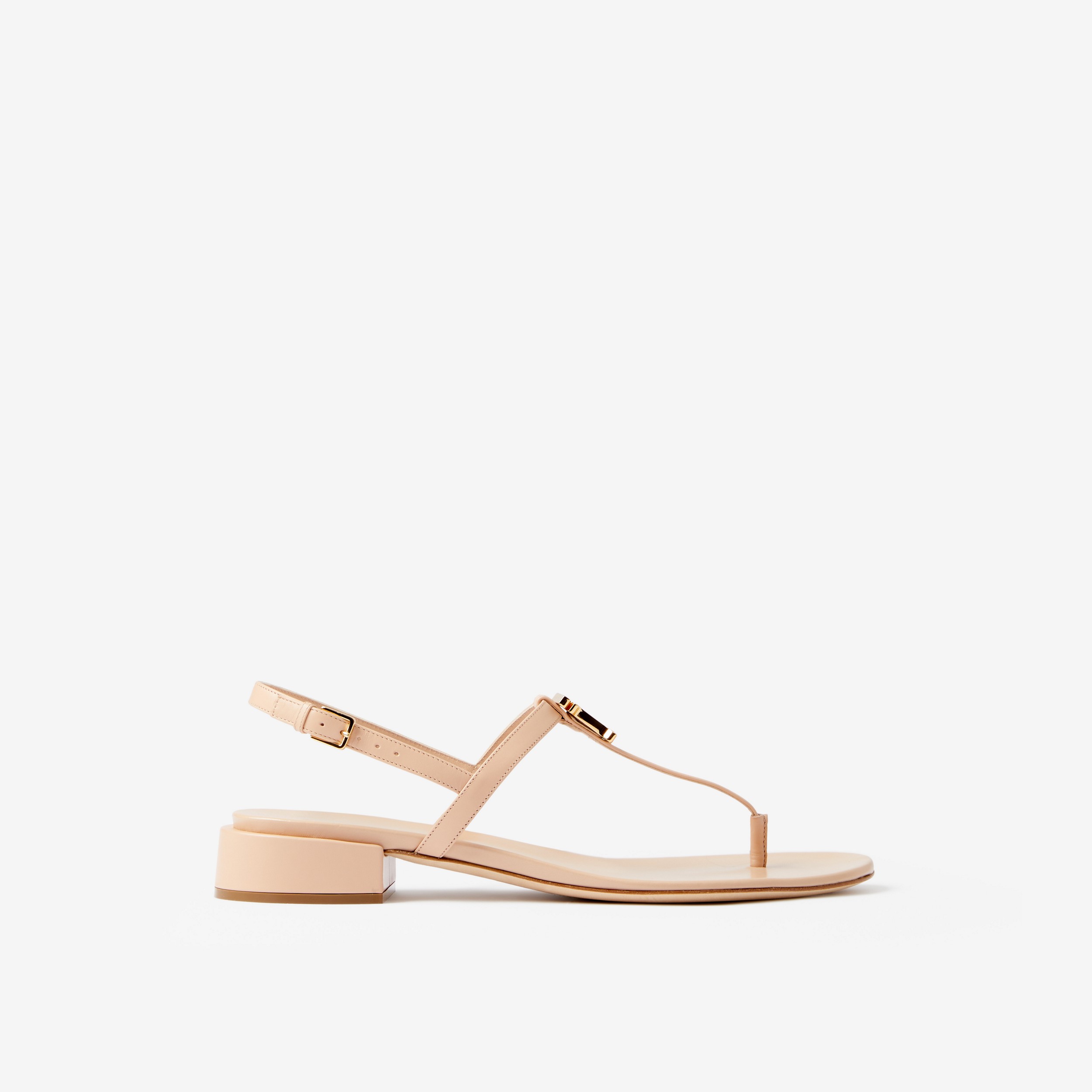 Monogram Motif Leather Sandals in Pale Nude - Women | Burberry® Official - 1
