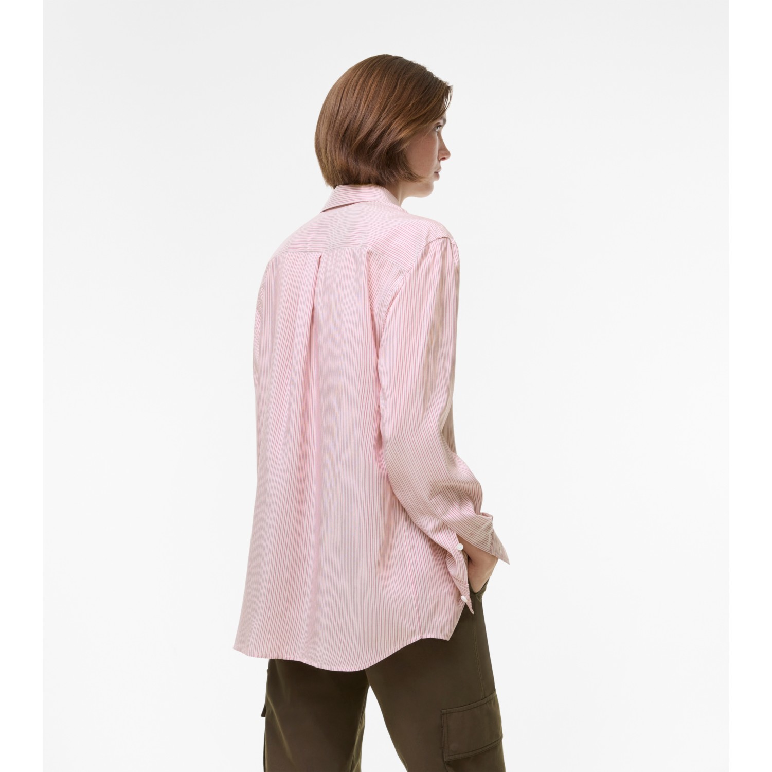 Relaxed Fit Striped Silk Shirt in Chalk white/rhubarb pink - Women | Burberry® Official