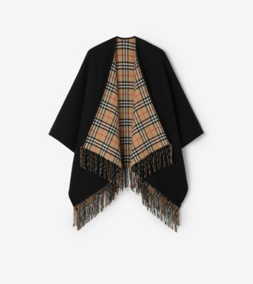 BURBERRYS ピュアラムウール チェックリバーシブルケープ ウィメンズ デザイナー ポンチョ＆ケープ | Burberry®