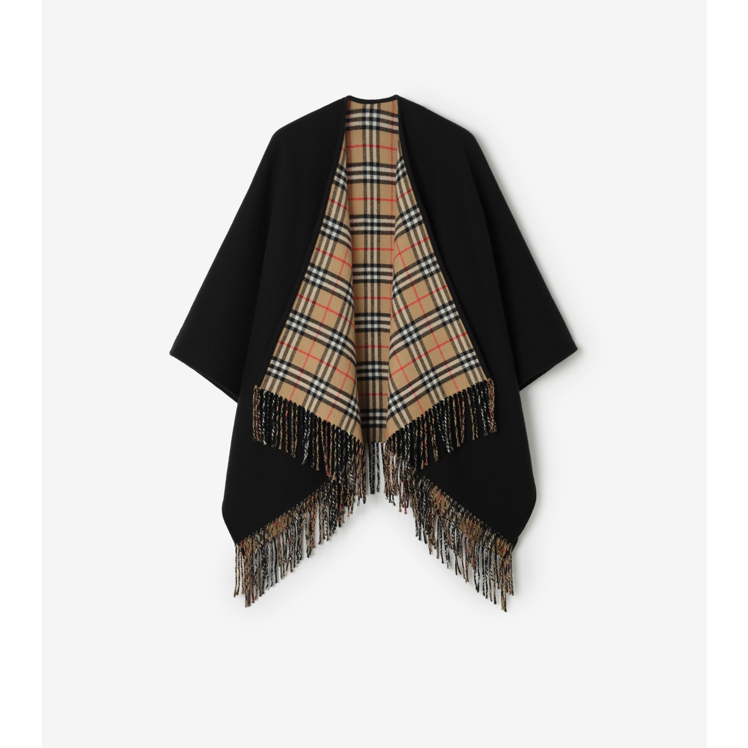 Cape réversible en laine Check
