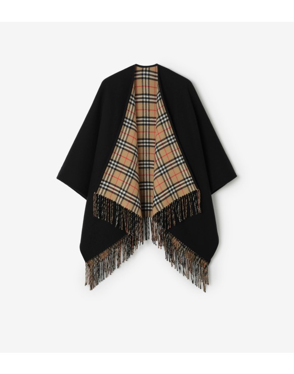 BURBERRY ウール ポンチョ 130x130cm ダークグレー ウィメンズ デザイナー ポンチョ＆ケープ | Burberry®