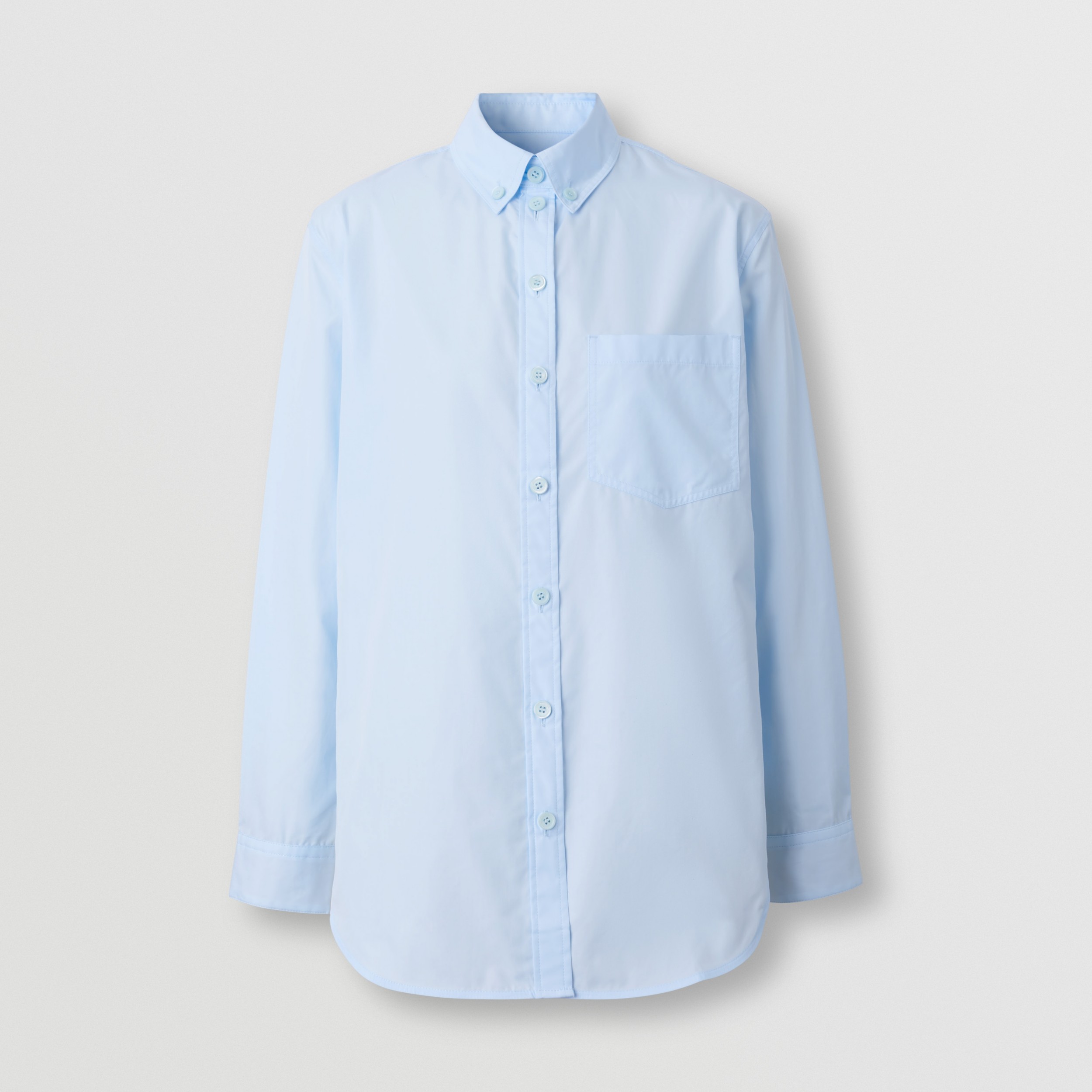 Button-down Collar Cotton Poplin Shirt in Pale Blue - Women | Burberry®  Official