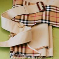 Burberry Check fabric with a Trench Coat belt over it 