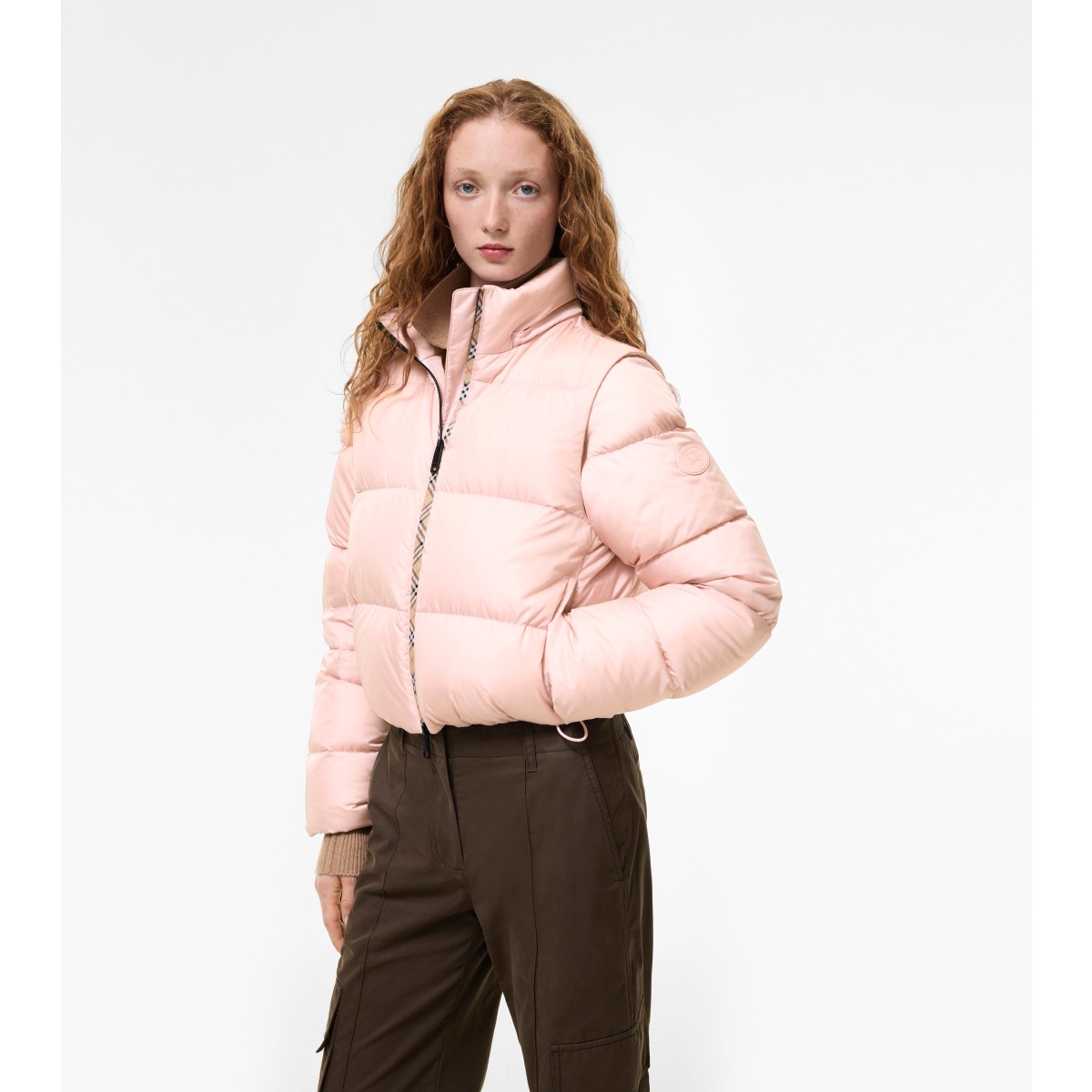  Check Detachable Sleeve Nylon Langdale Puffer Jacket