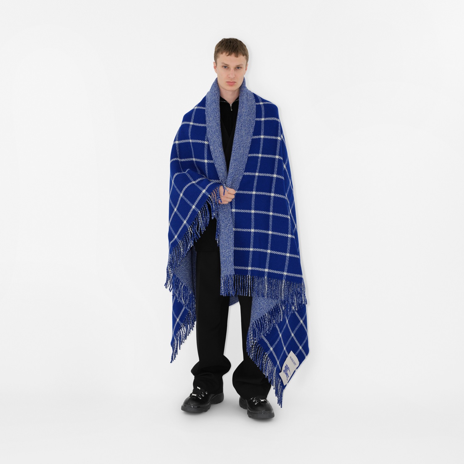 Check Wool Reversible Blanket in Knight | Burberry® Official