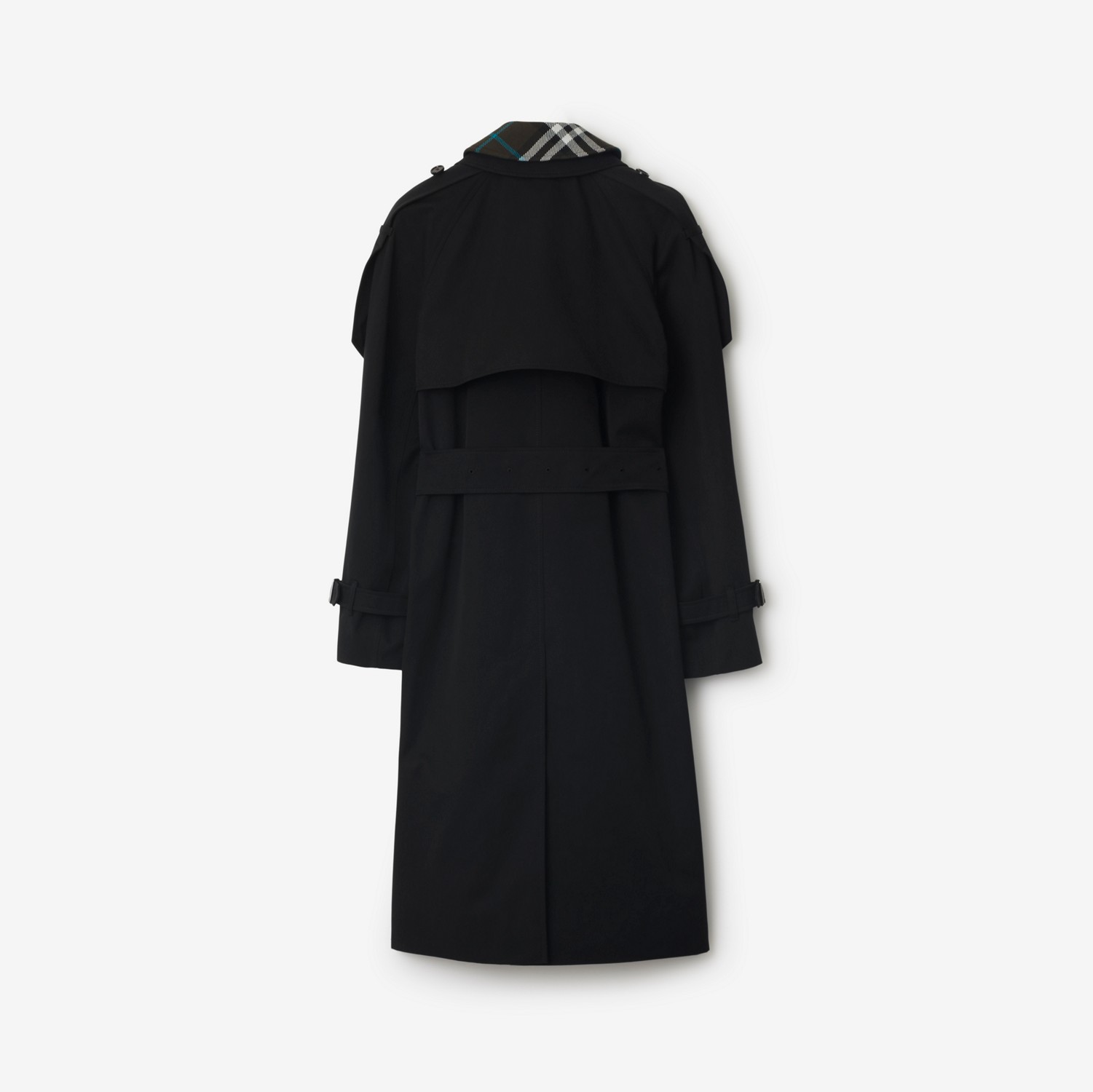 Long Gabardine Trench Coat in Black - Women, Cotton Long Gabardine Trench Coat in Black - Women, Cotton