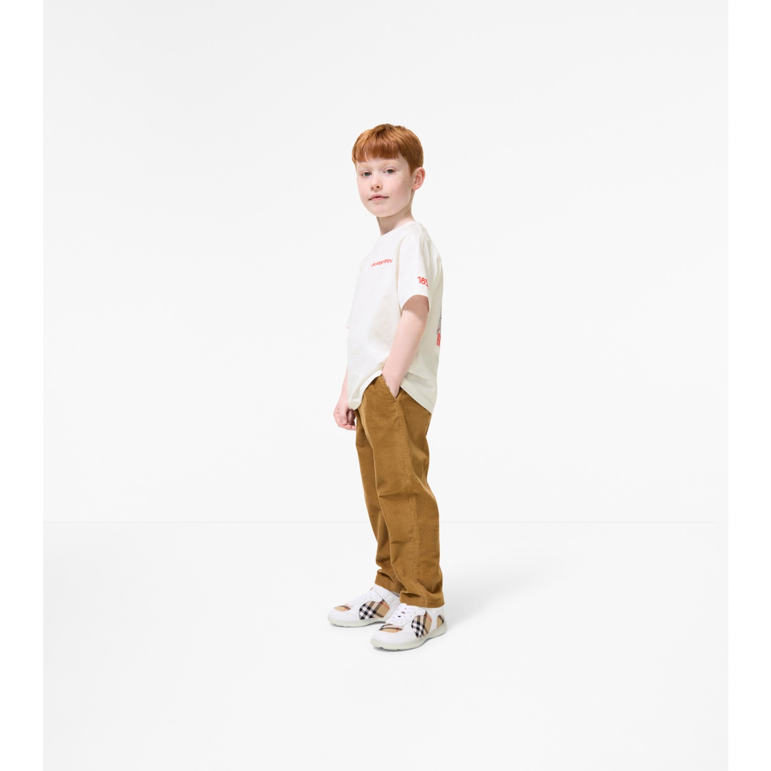 Check Trim Corduroy Trousers