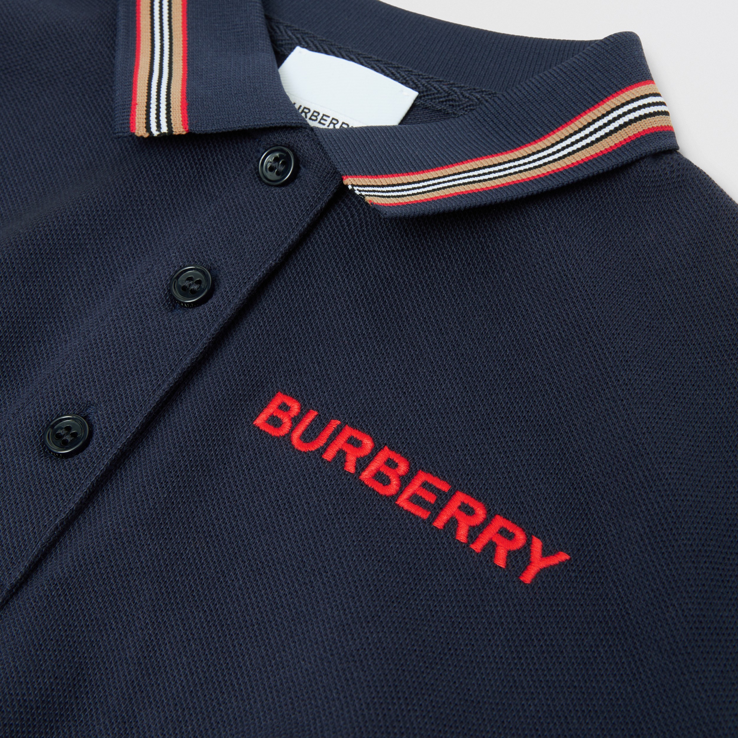 Icon Stripe Detail Cotton Piqué Polo Shirt Dress in Midnight | Burberry® Official - 2