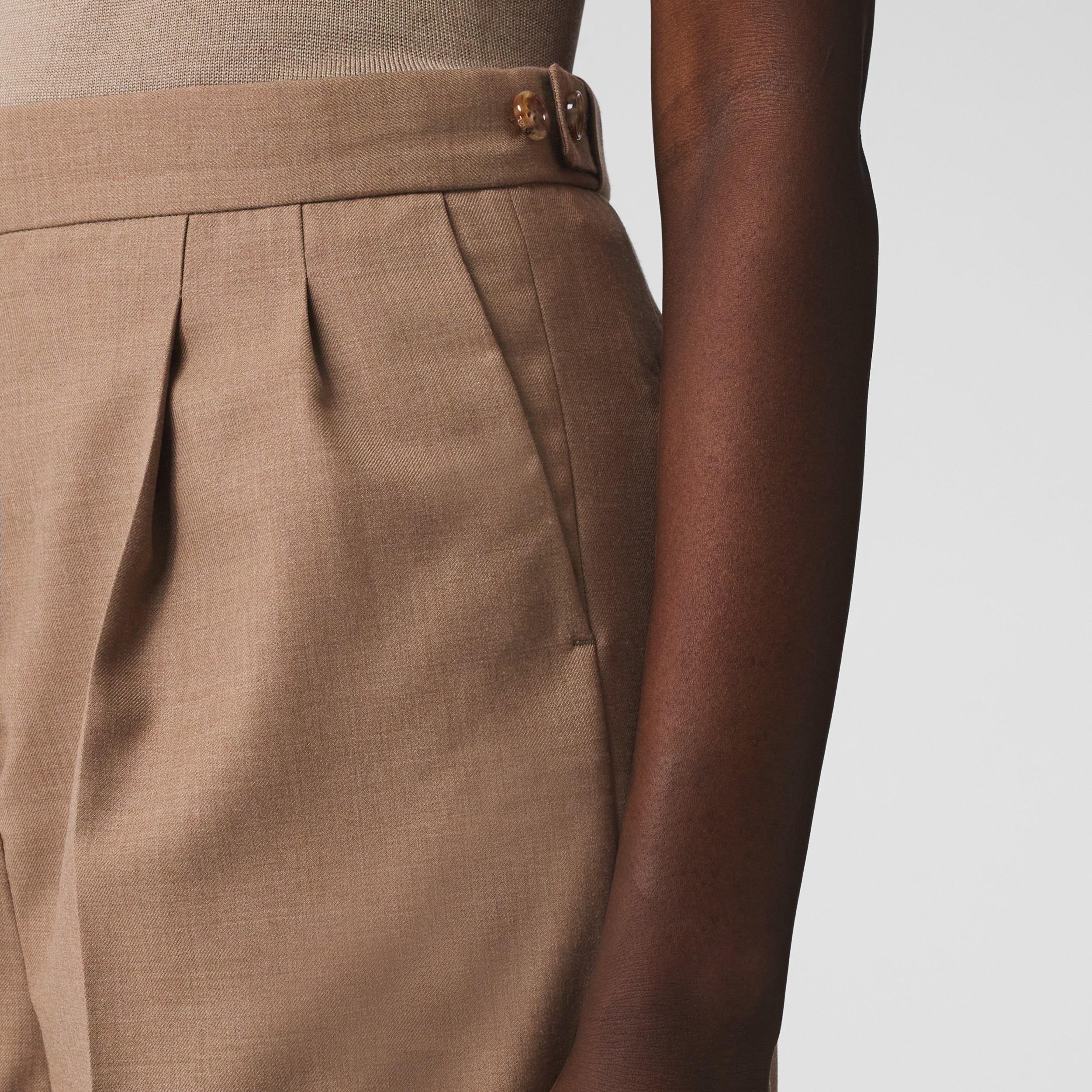 Cuff Detail Wool Tailored Shorts in Deep Taupe - Women | Burberry® Official - 2