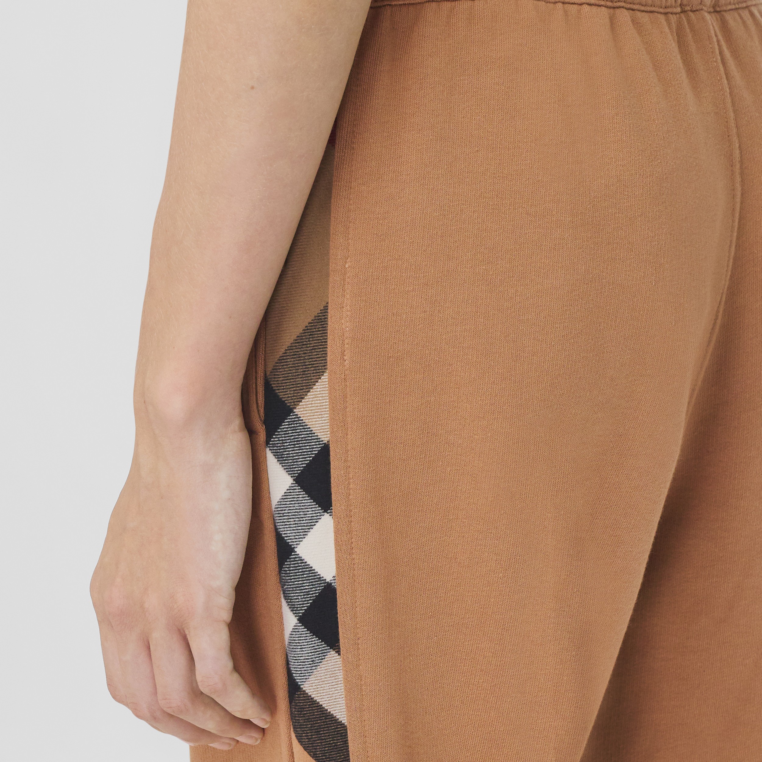 Check Panel Cotton Jogging Pants in Camel - Women | Burberry® Official - 2