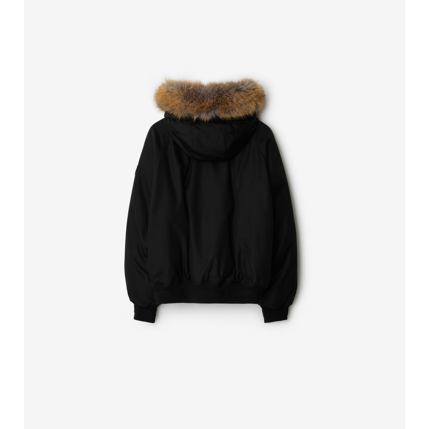 Faux Fur Trim Nylon Bomber Jacket