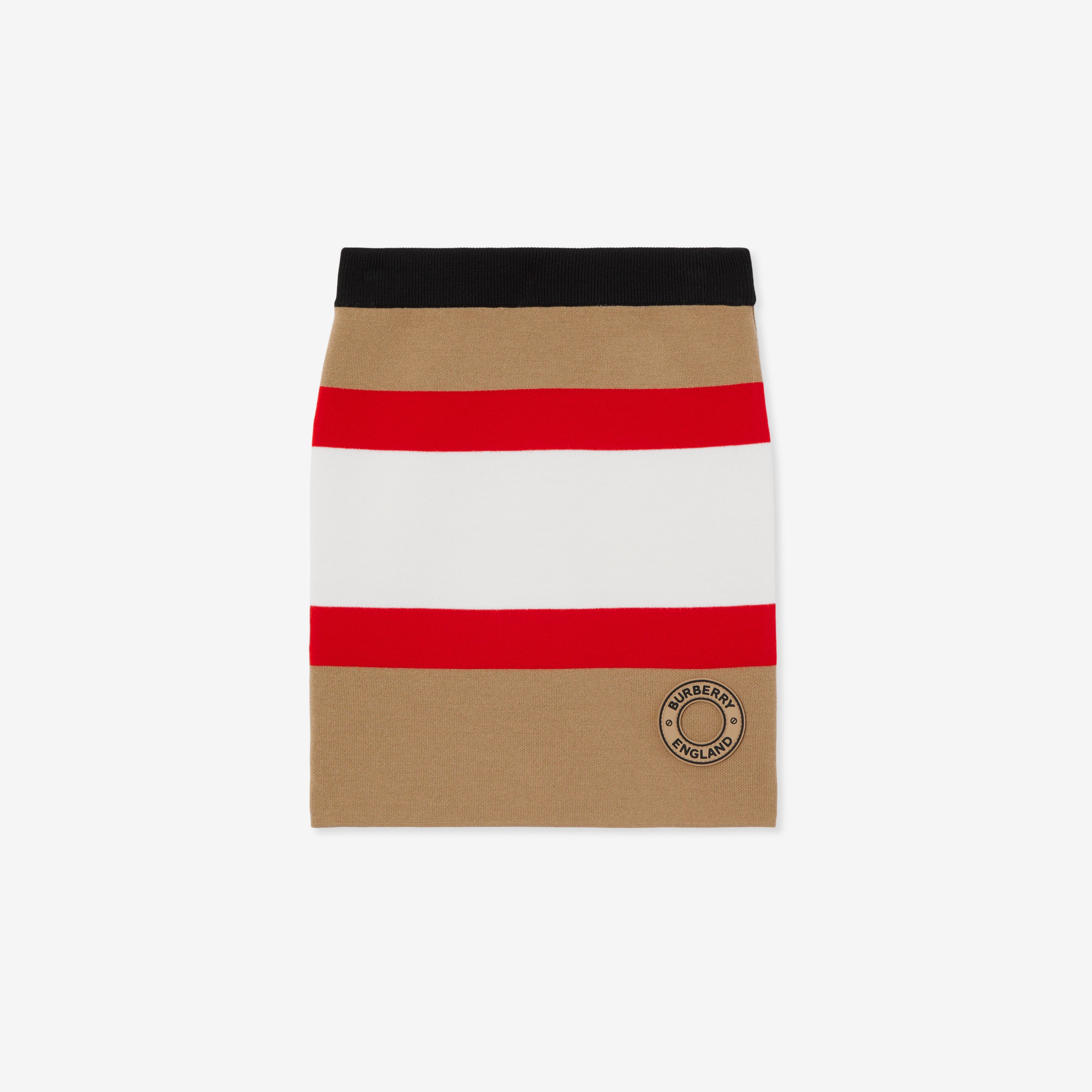 Logo Graphic Appliqué Wool Blend Skirt in Ivory | Burberry® Official - 1