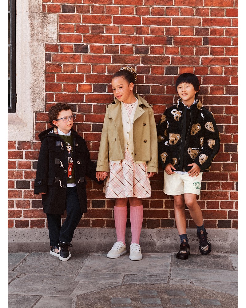 Group shot of model wearing Burberry Children's clothes