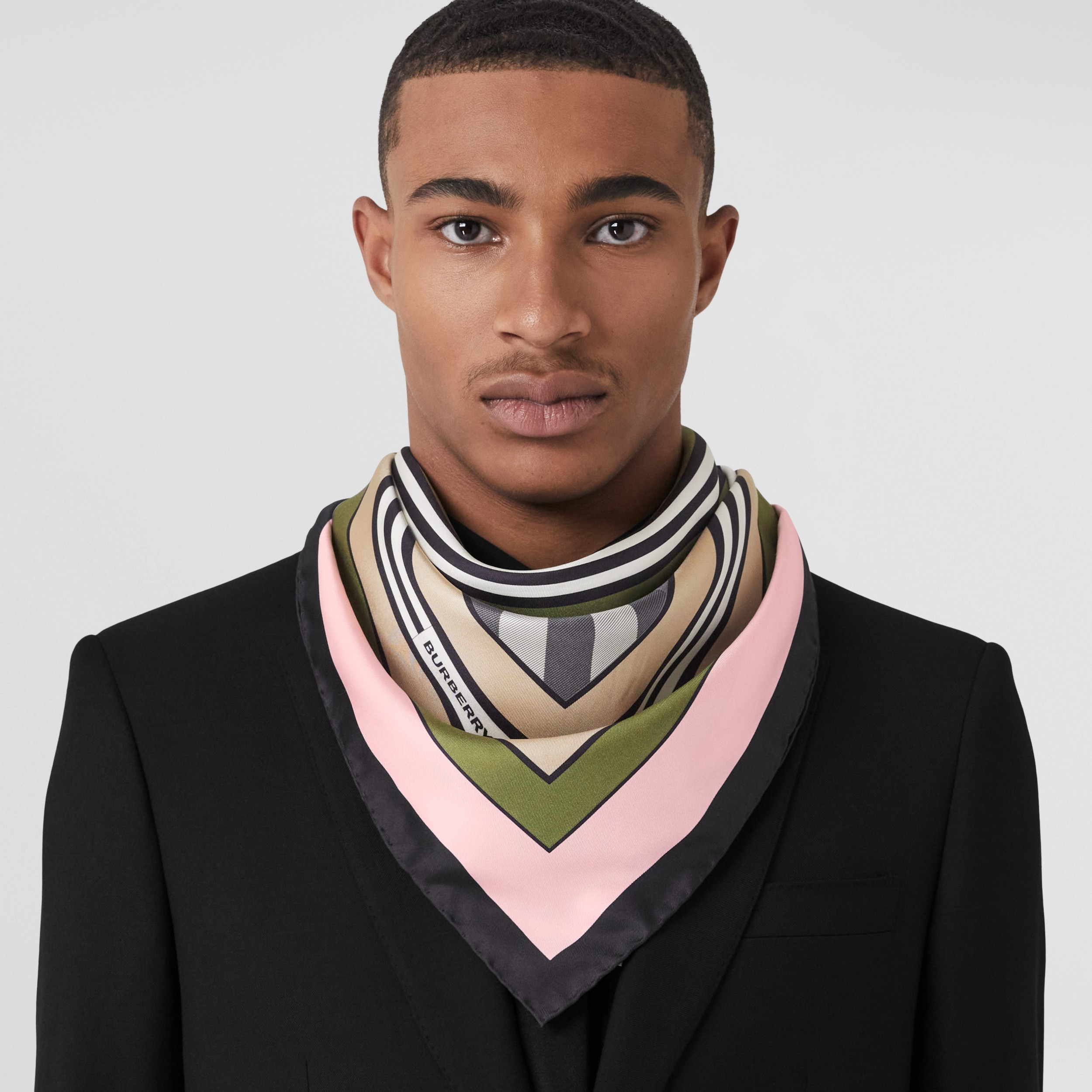 Montage Print Silk Square Scarf in Spruce Green | Burberry® Official - 4