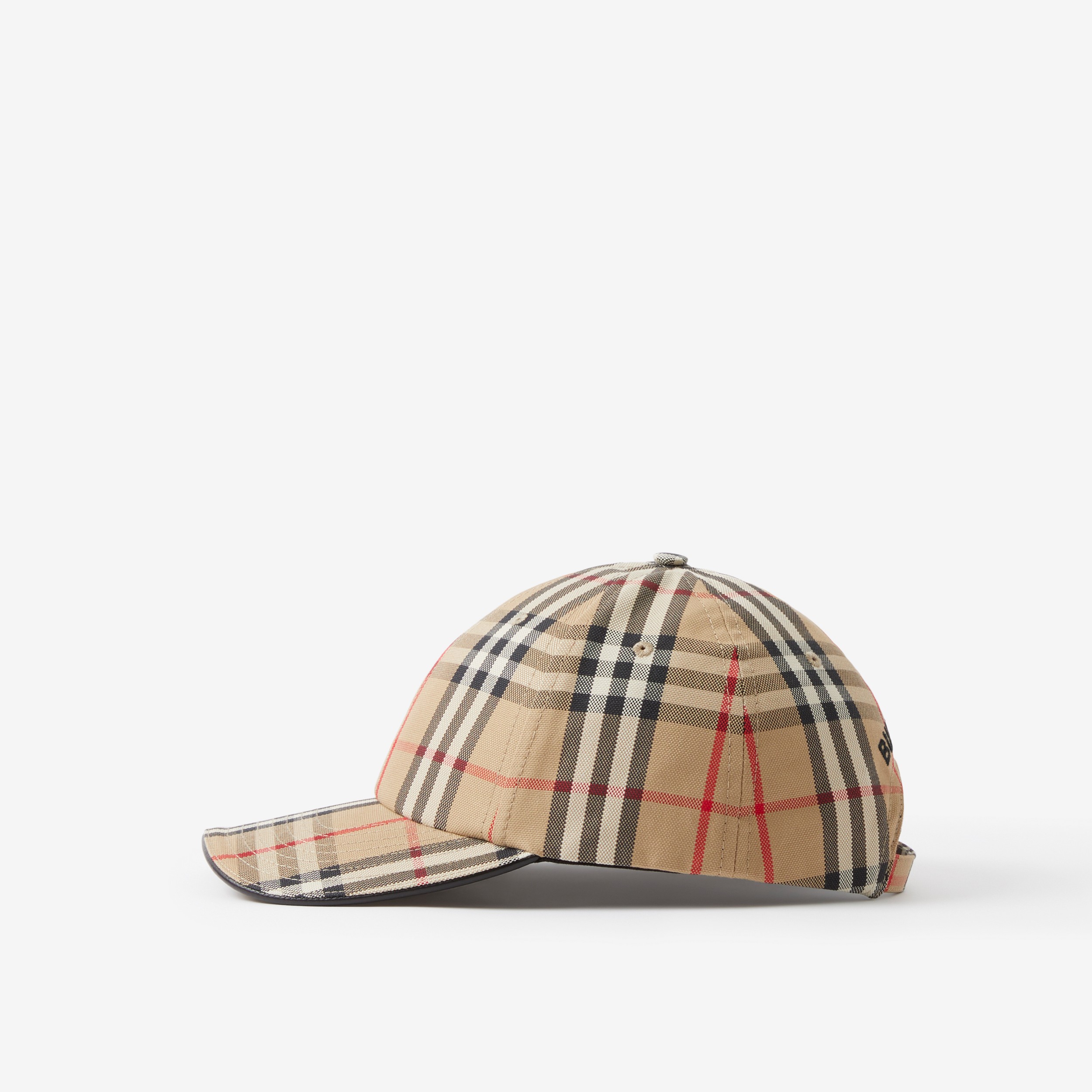 Embroidered Logo Vintage Check Cotton Baseball Cap in Archive Beige | Burberry® Official - 3