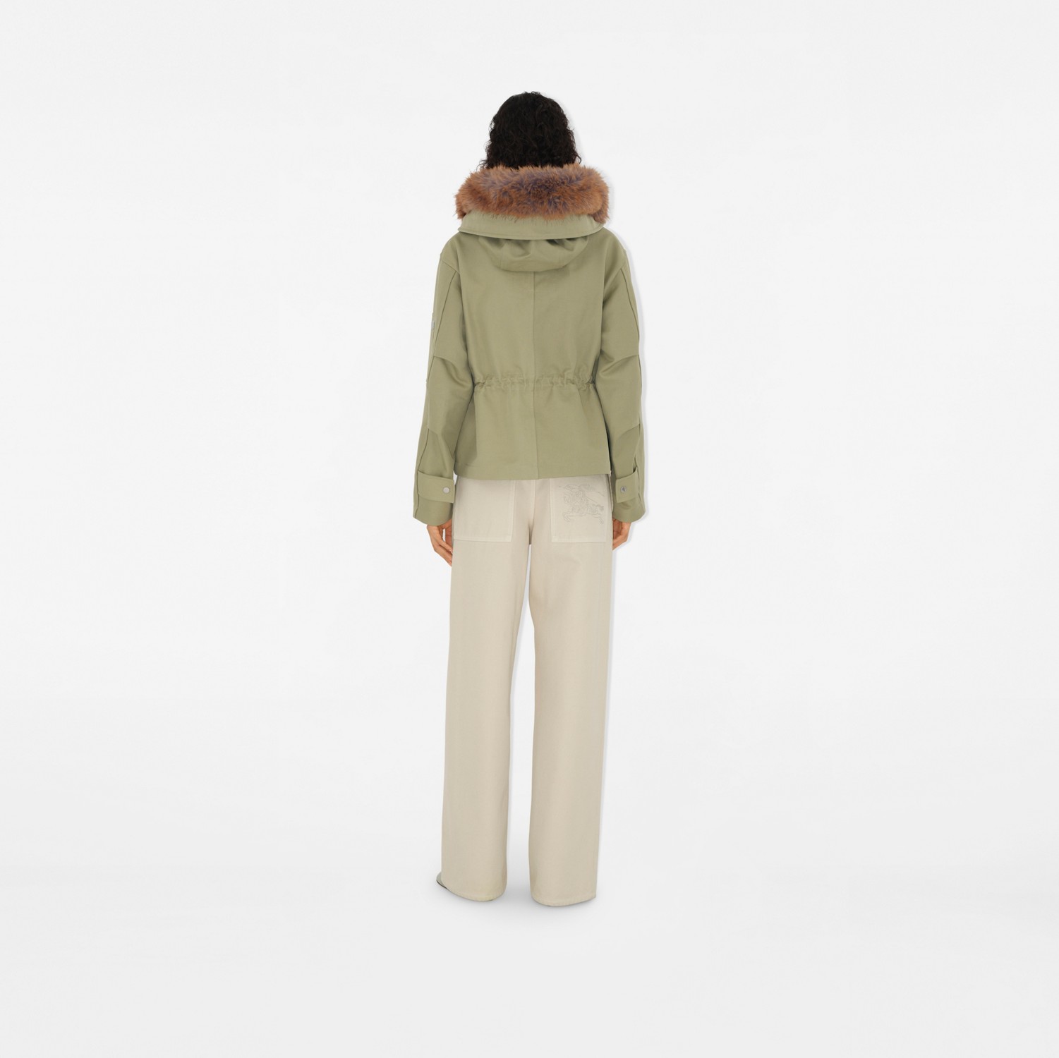 Short Faux Fur Trim Cotton Parka in Hunter - Women Short Faux Fur Trim Cotton Parka in Hunter - Women
