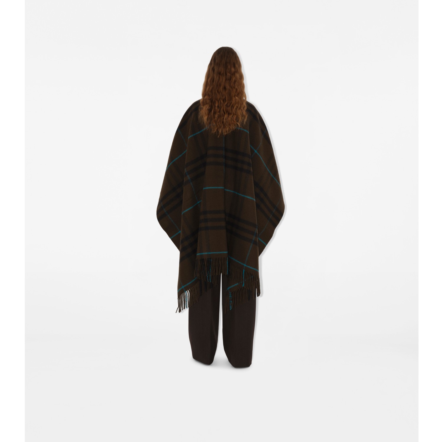 Check Wool Cashmere Cape