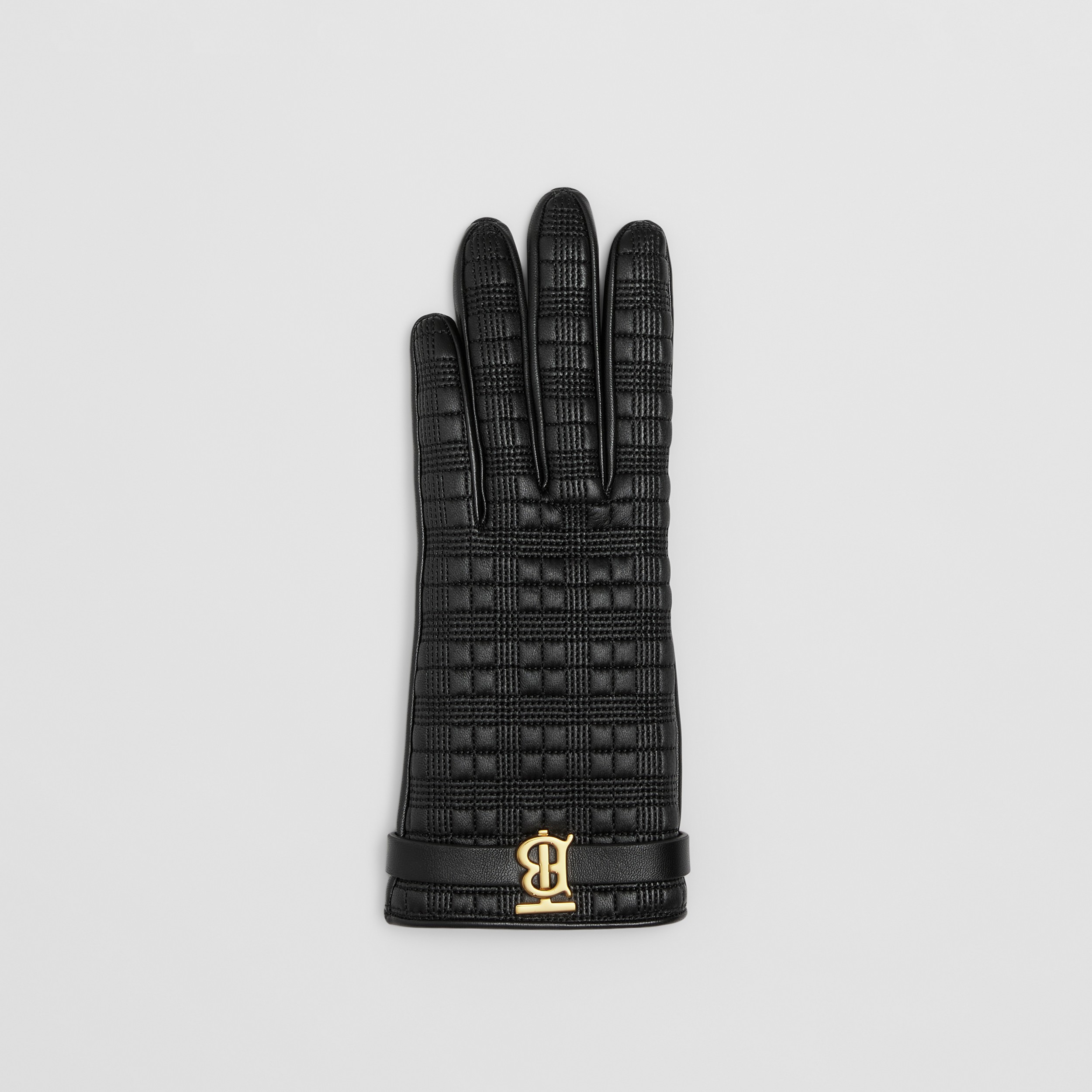 Cashmere-lined Quilted Leather Gloves in Black | Burberry® Official - 3