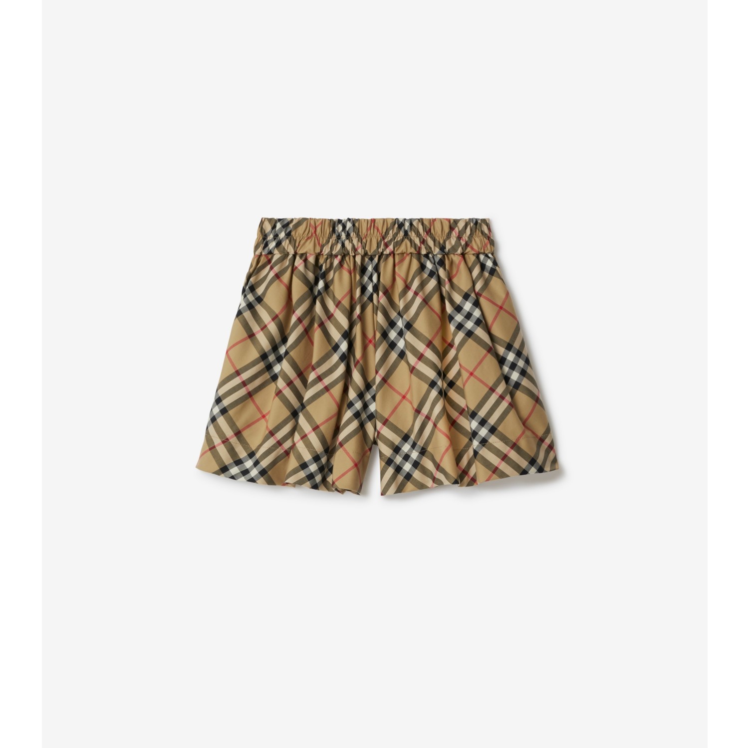 Check Stretch Cotton Shorts in Archive beige