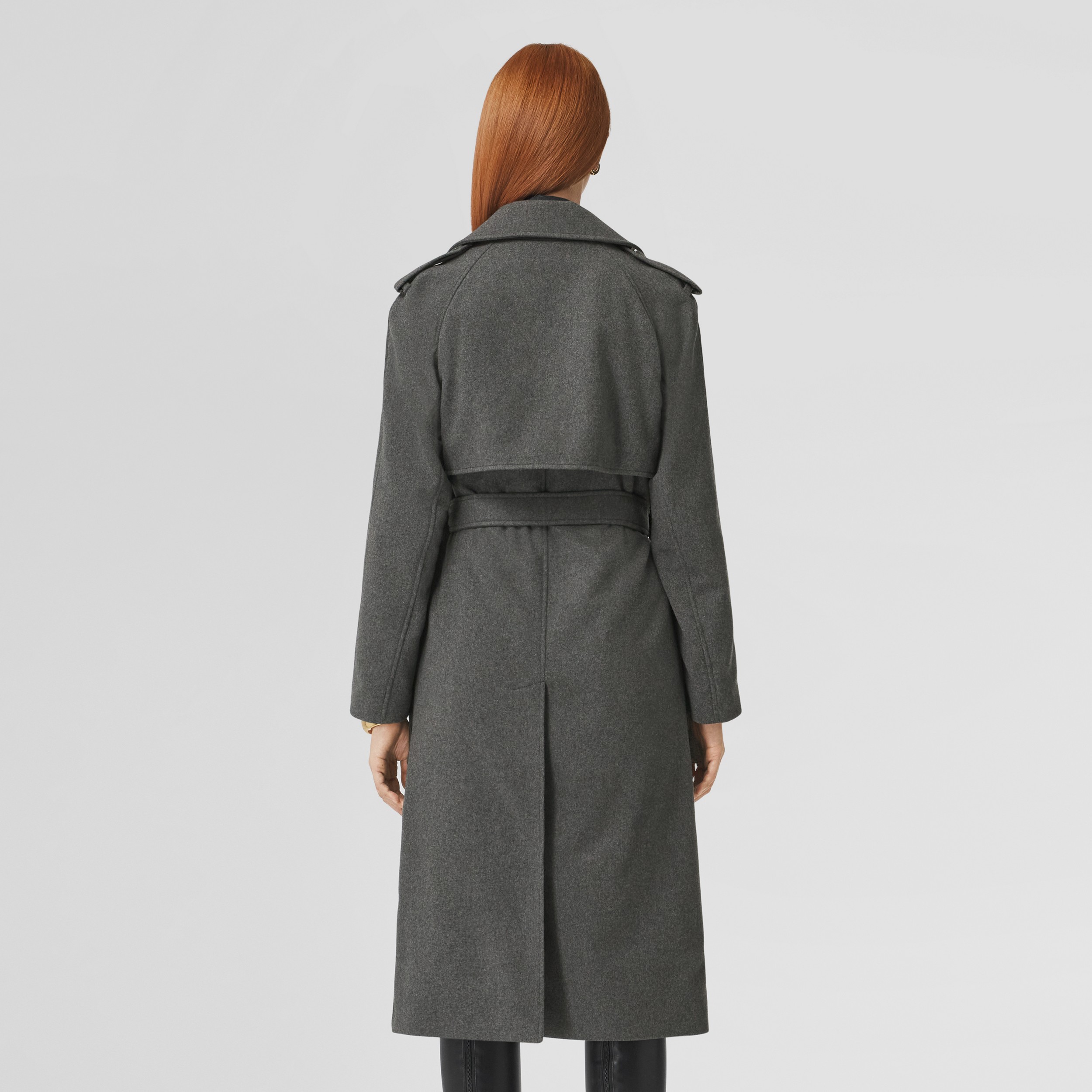 Trench coat in cashmere riciclato con tasche a soffietto (Grigio Tempesta Mélange) - Donna | Sito ufficiale Burberry® - 3