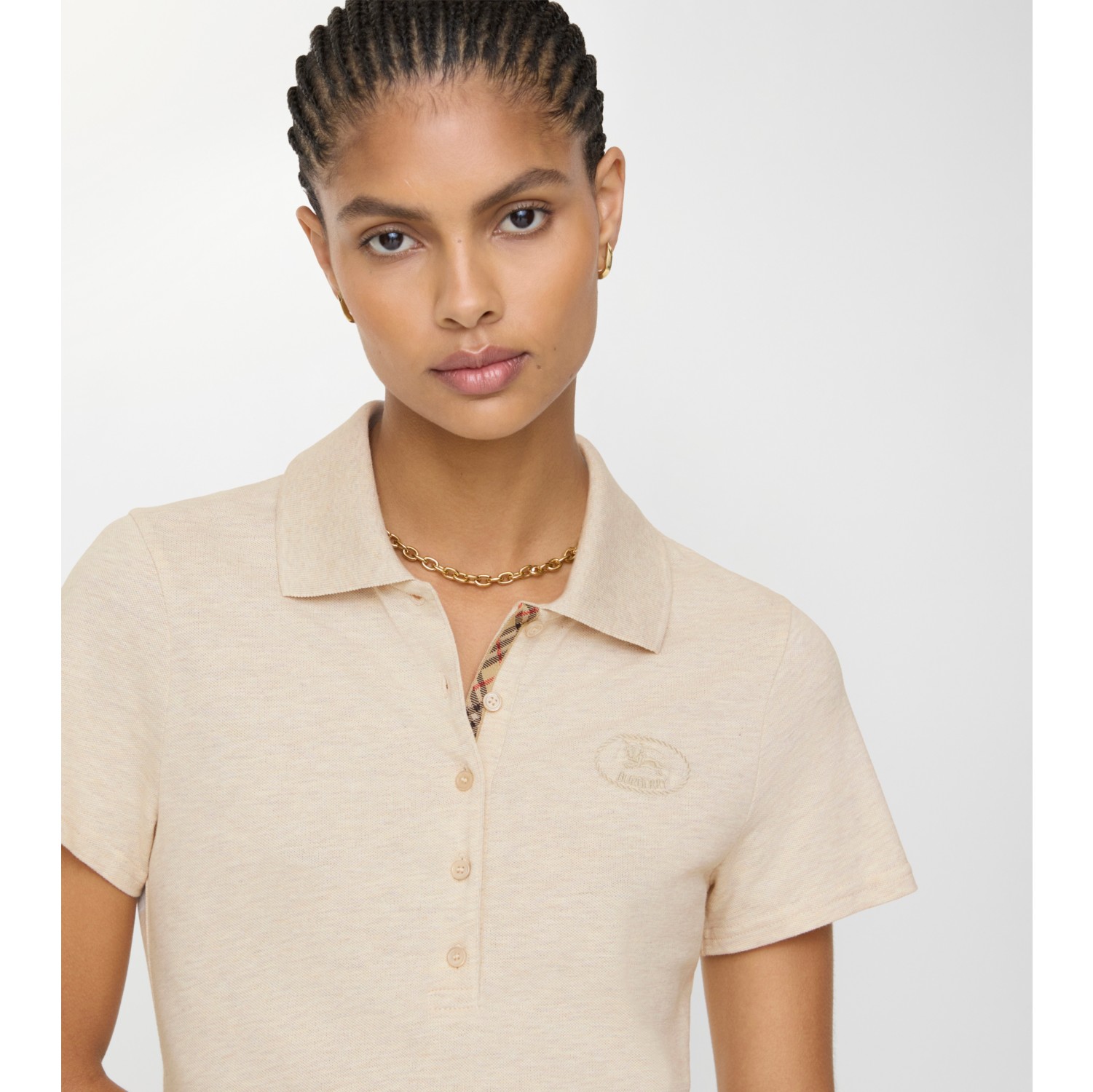 Cotton Polo Shirt Dress in Beige melange - Women | Burberry® Official
