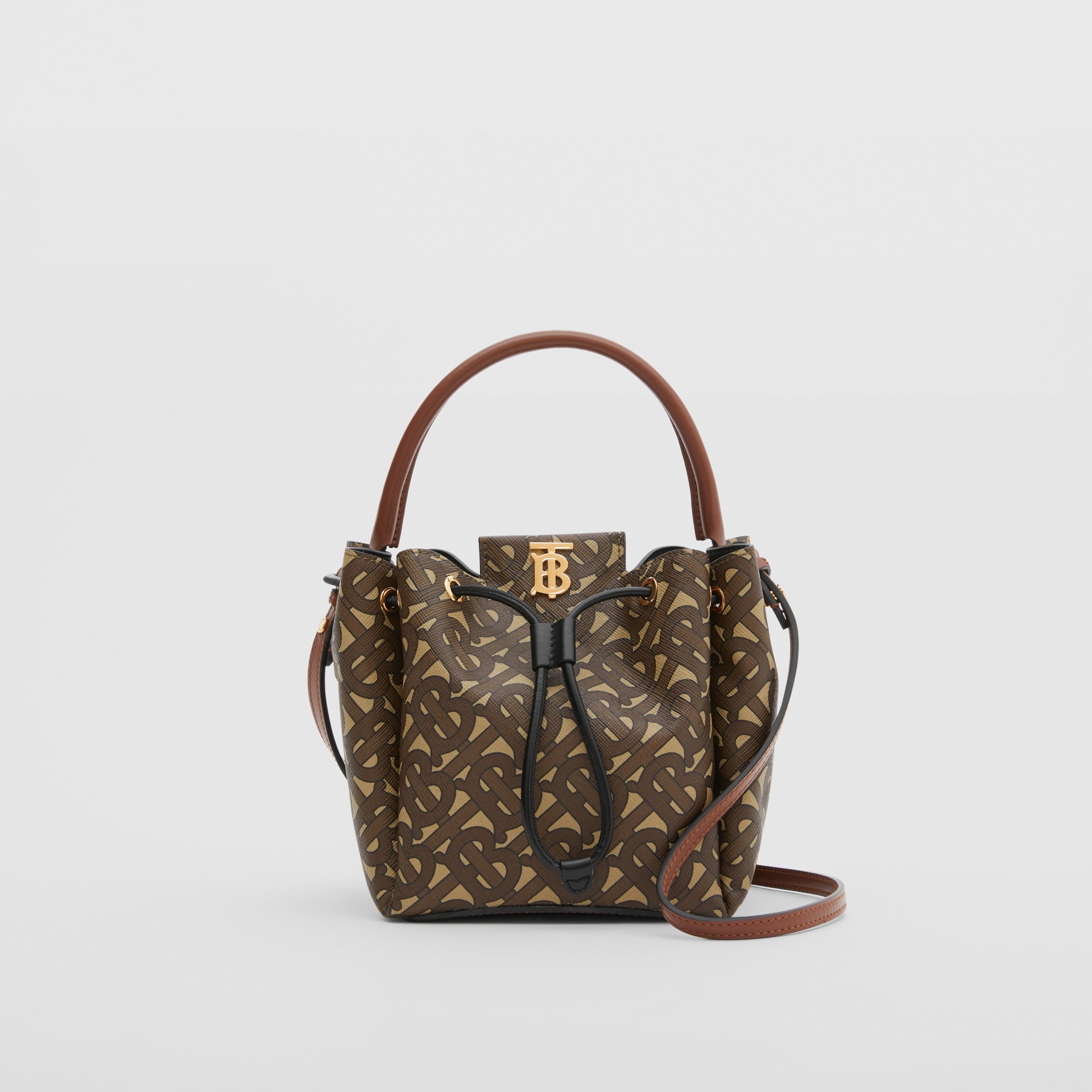 Monogram E-canvas Bucket Bag in Bridle Brown - Women | Burberry United States